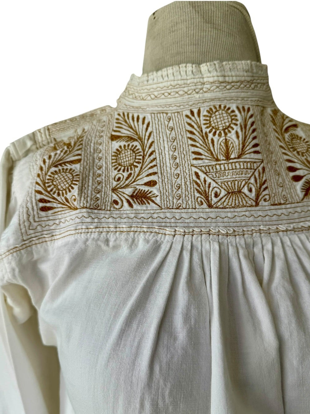 60s Handmade Embroidered White Tunic Peasant Top