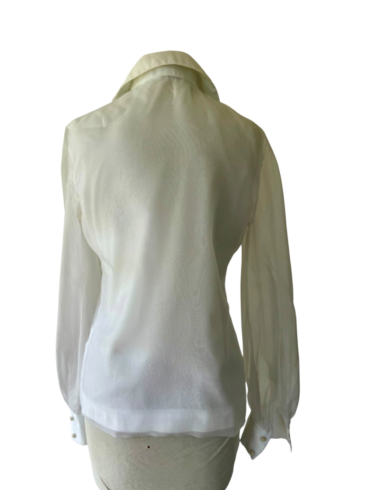 60s Fashioned by Gregory White Sheer Chiffon Blouse