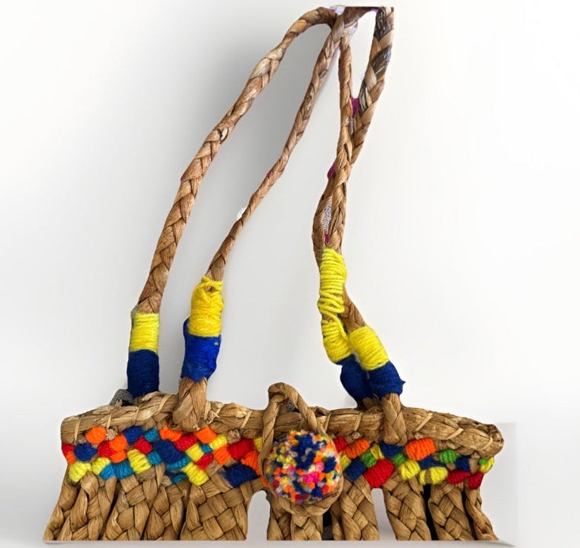 70s Chindi Colorful Jute Beach Tote
