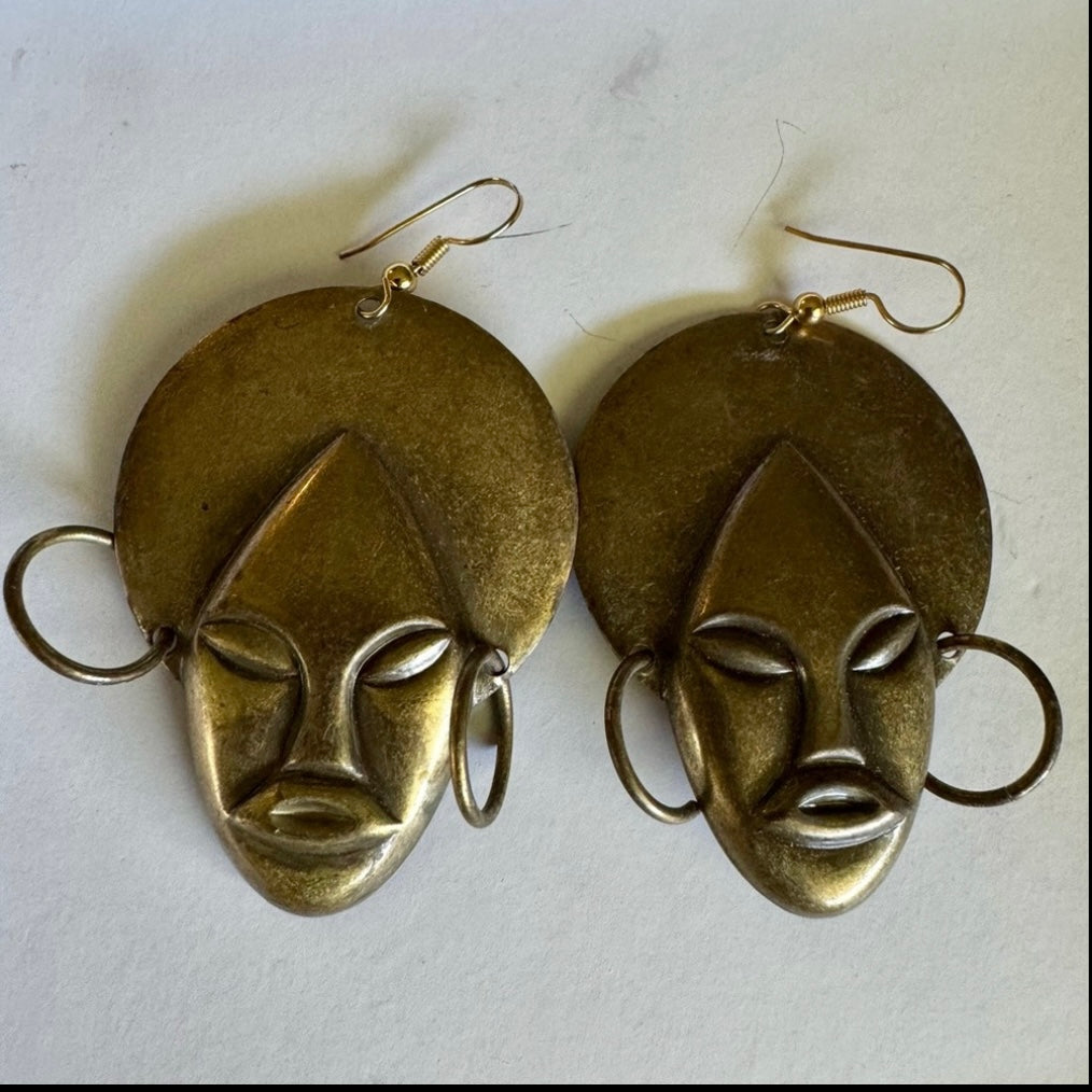 Vtg Gold Metal Blackamoor Earrings