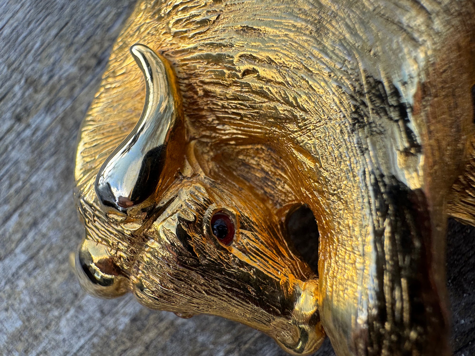 80s Huge Gold Bull Belt Buckle