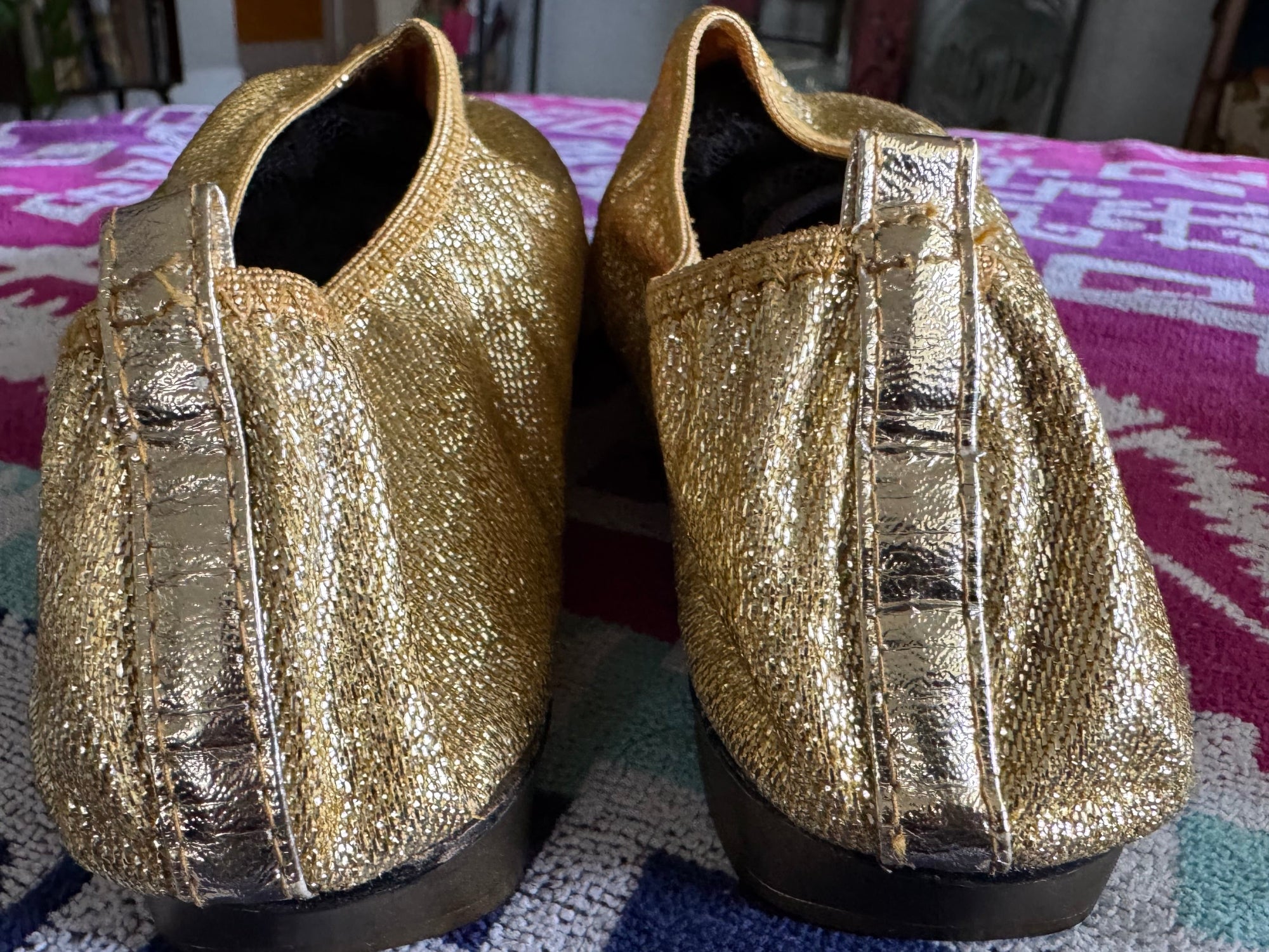 60s Gold Lamé Lurex Stretch Ballet Flats