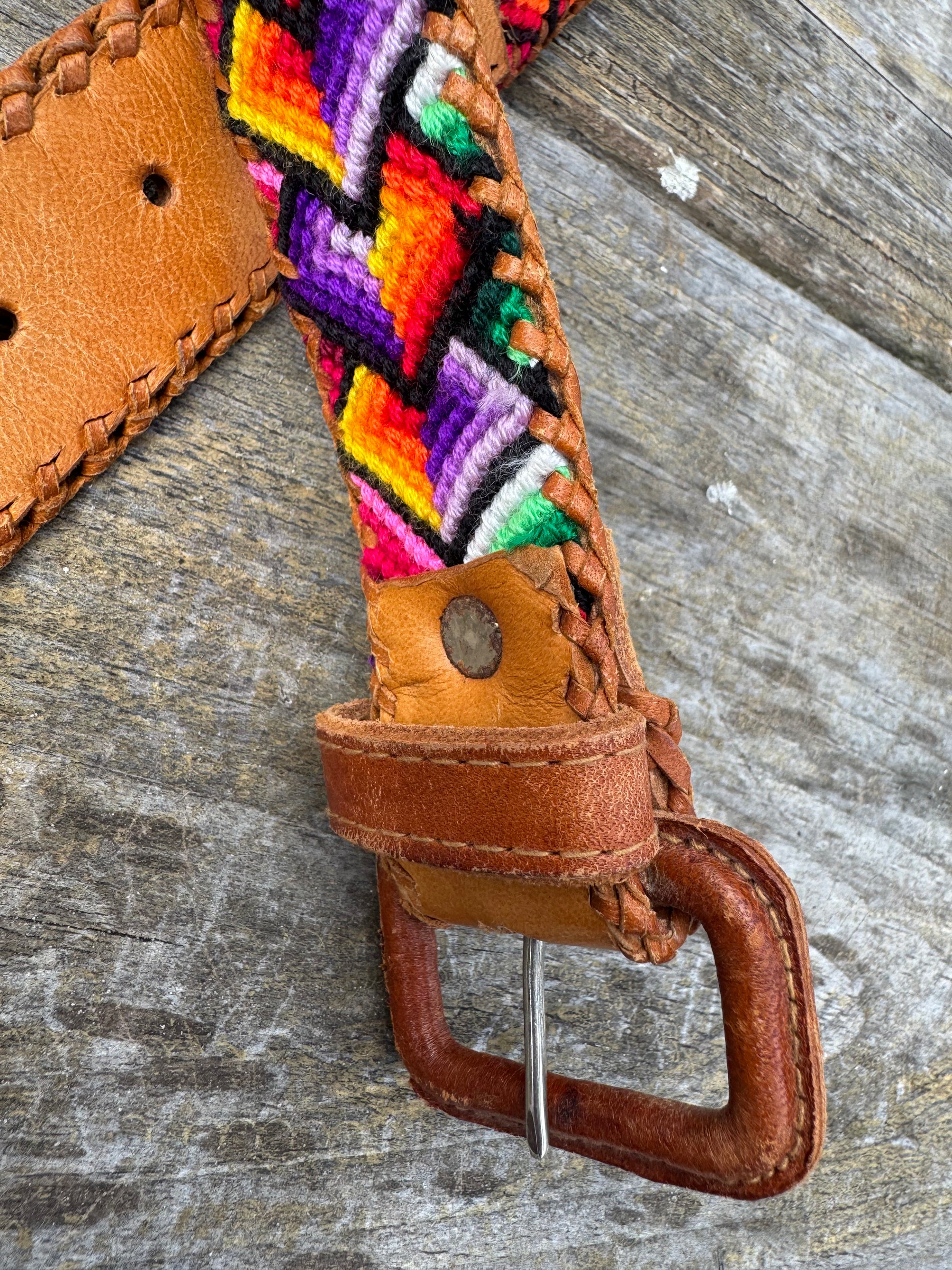 80s Panajachel Guatemalan Belt Colorful Artisan Sz 34