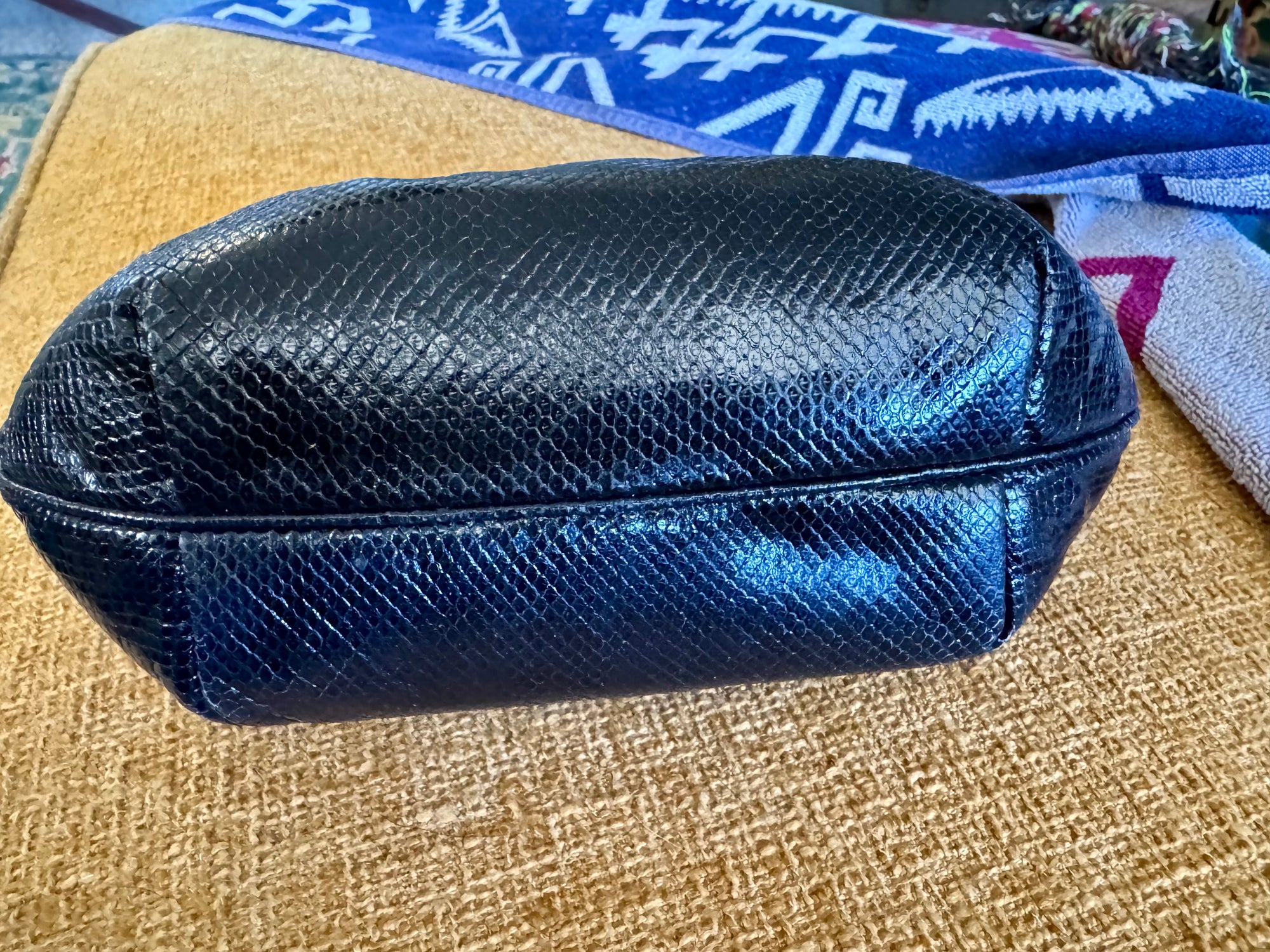 80s Finesse La Model Black Snakeskin Shoulder Bag Rhinestones