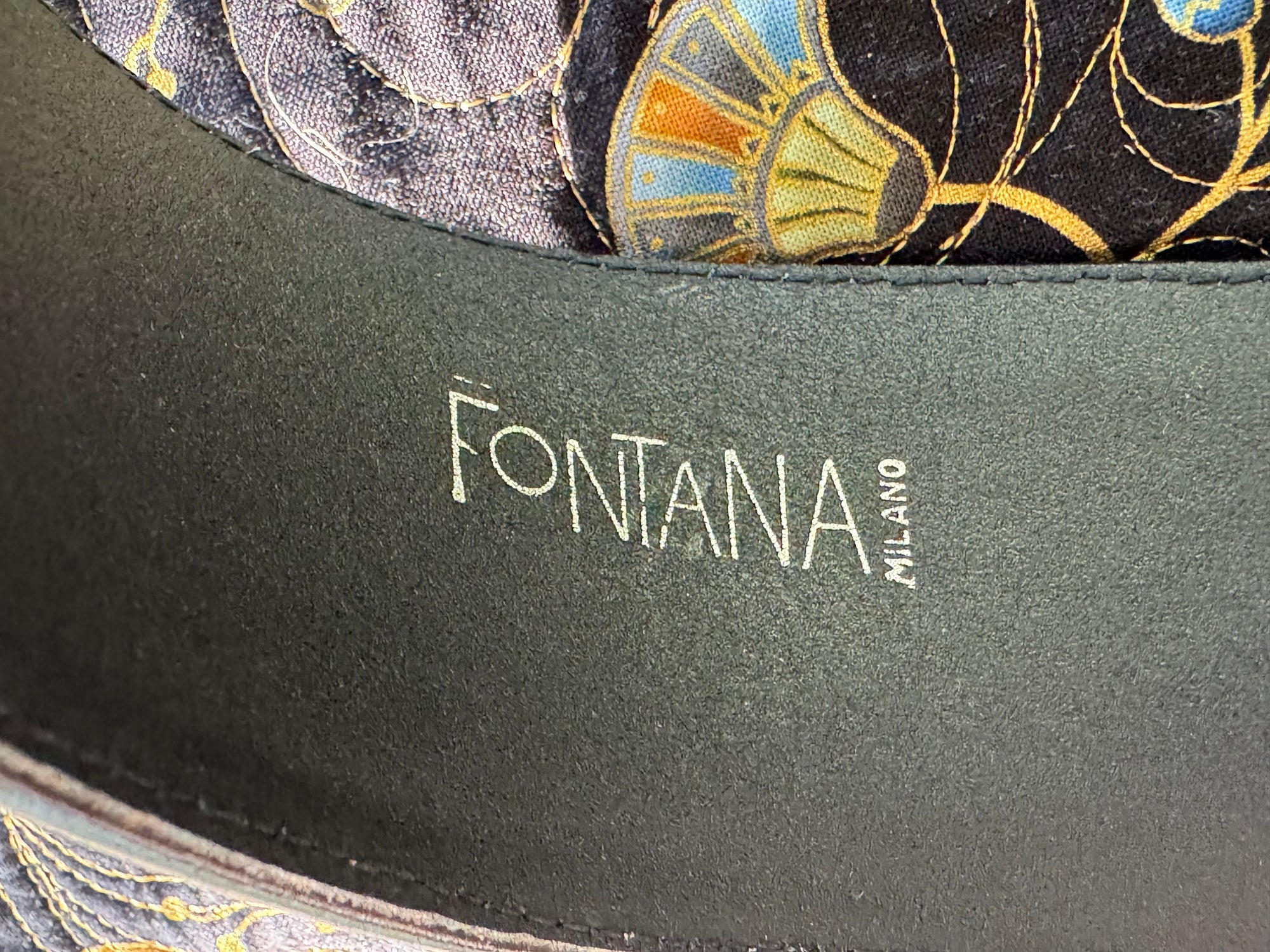 80s Fontana Milano Black Leather Belt Large Gold Buckle