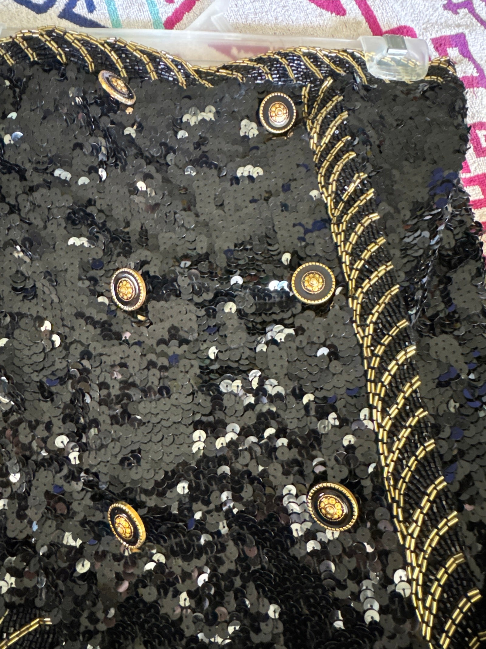 80s Black Tie Sequin Beaded Gown Strapless Sz 6 Maxi 90s NWT Deadstock