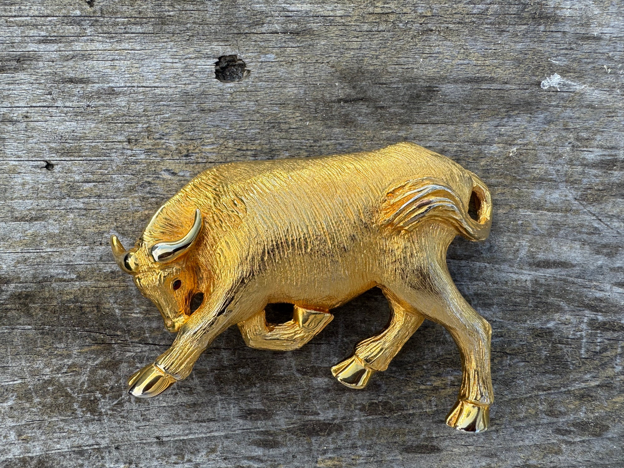 80s Huge Gold Bull Belt Buckle