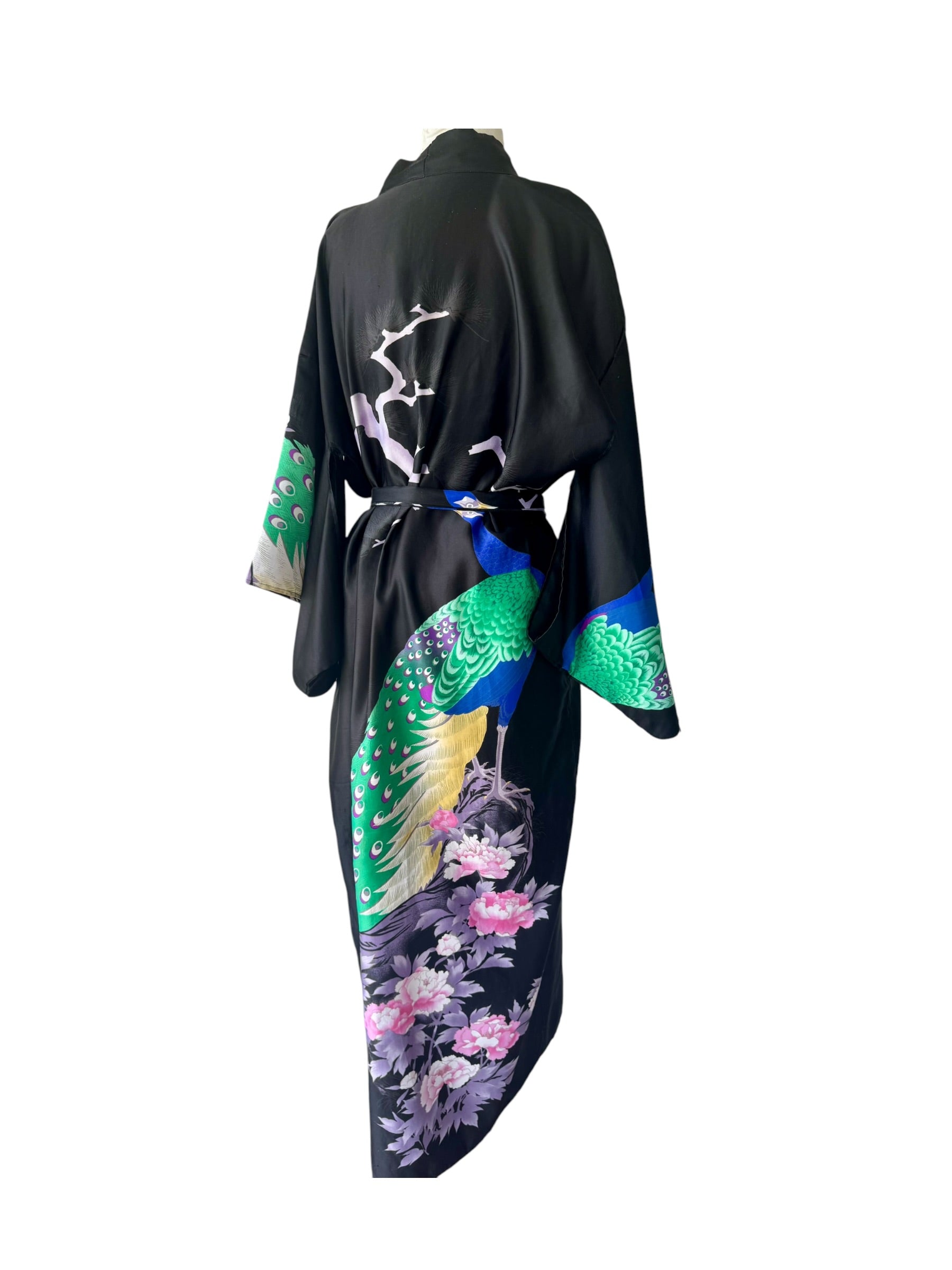 90's Peacock Colorful Floral Kimono Robe