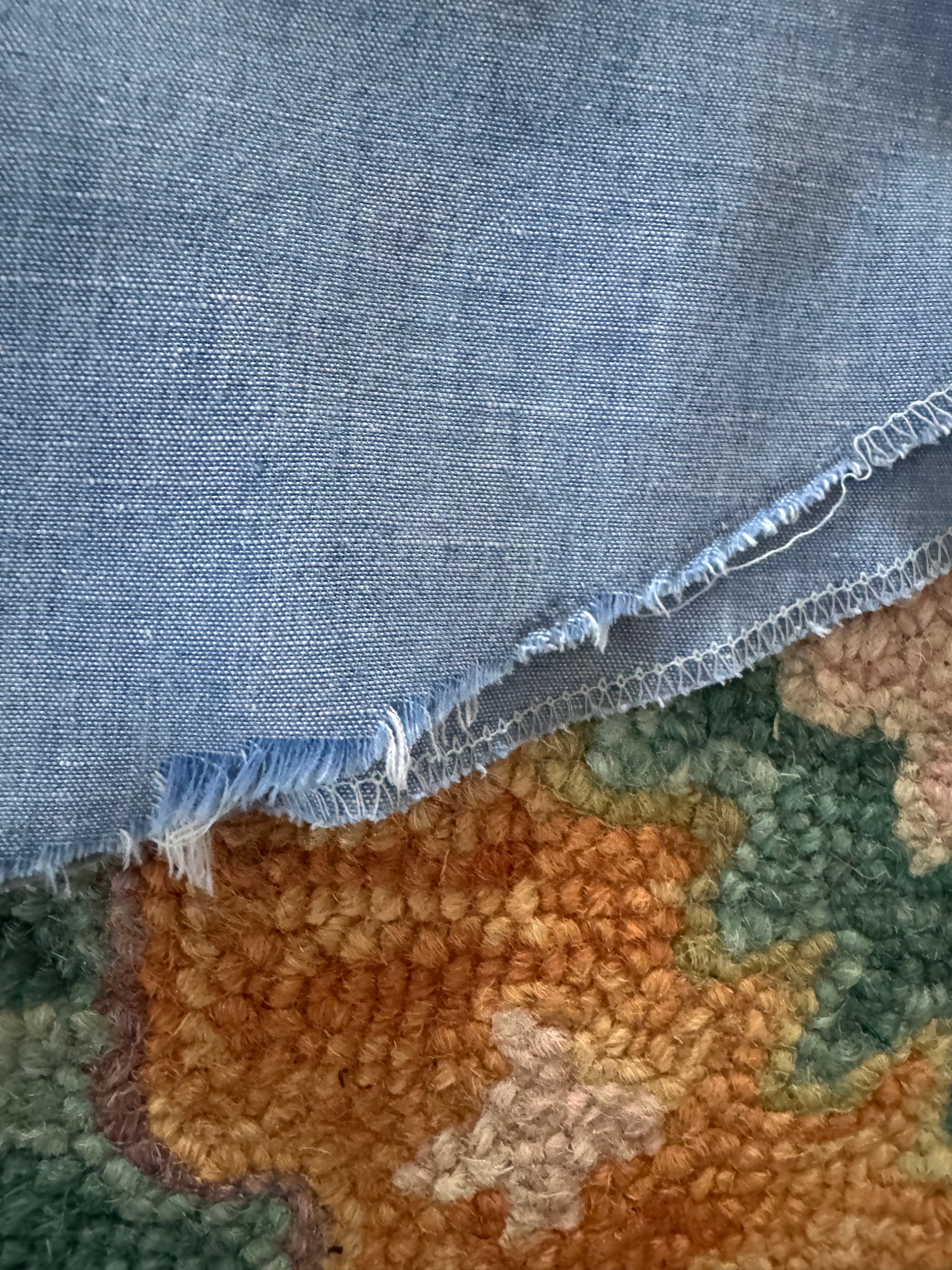 70s Sears Embroidered Chambray Pearl Snap Shirt