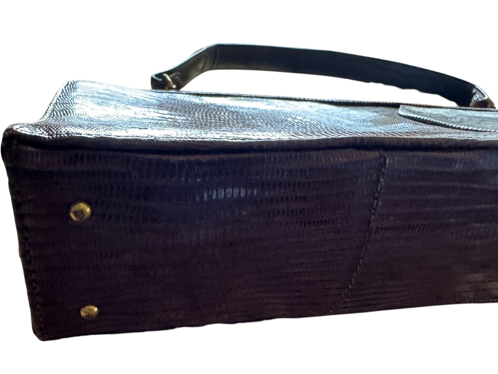 50s Palizzio Brown Lizard Top Handle Bag Reptile