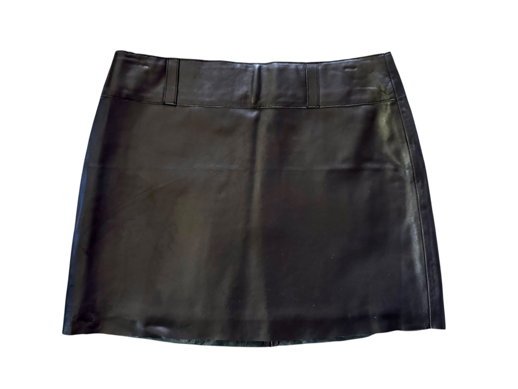 90s Margaret Godfrey Black 100% Leather Mini Skirt