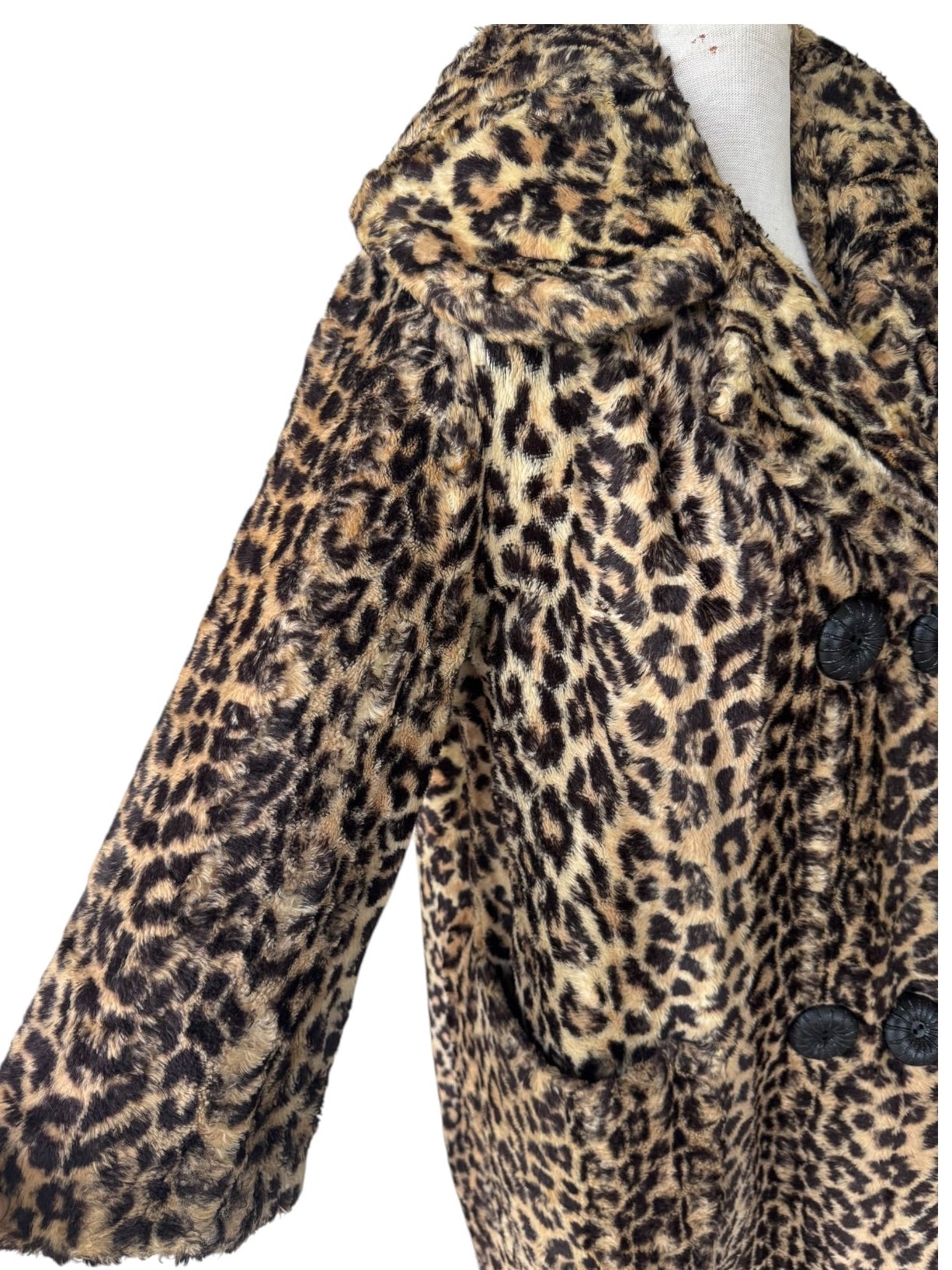 60s Leopard Print Faux Fur Coat