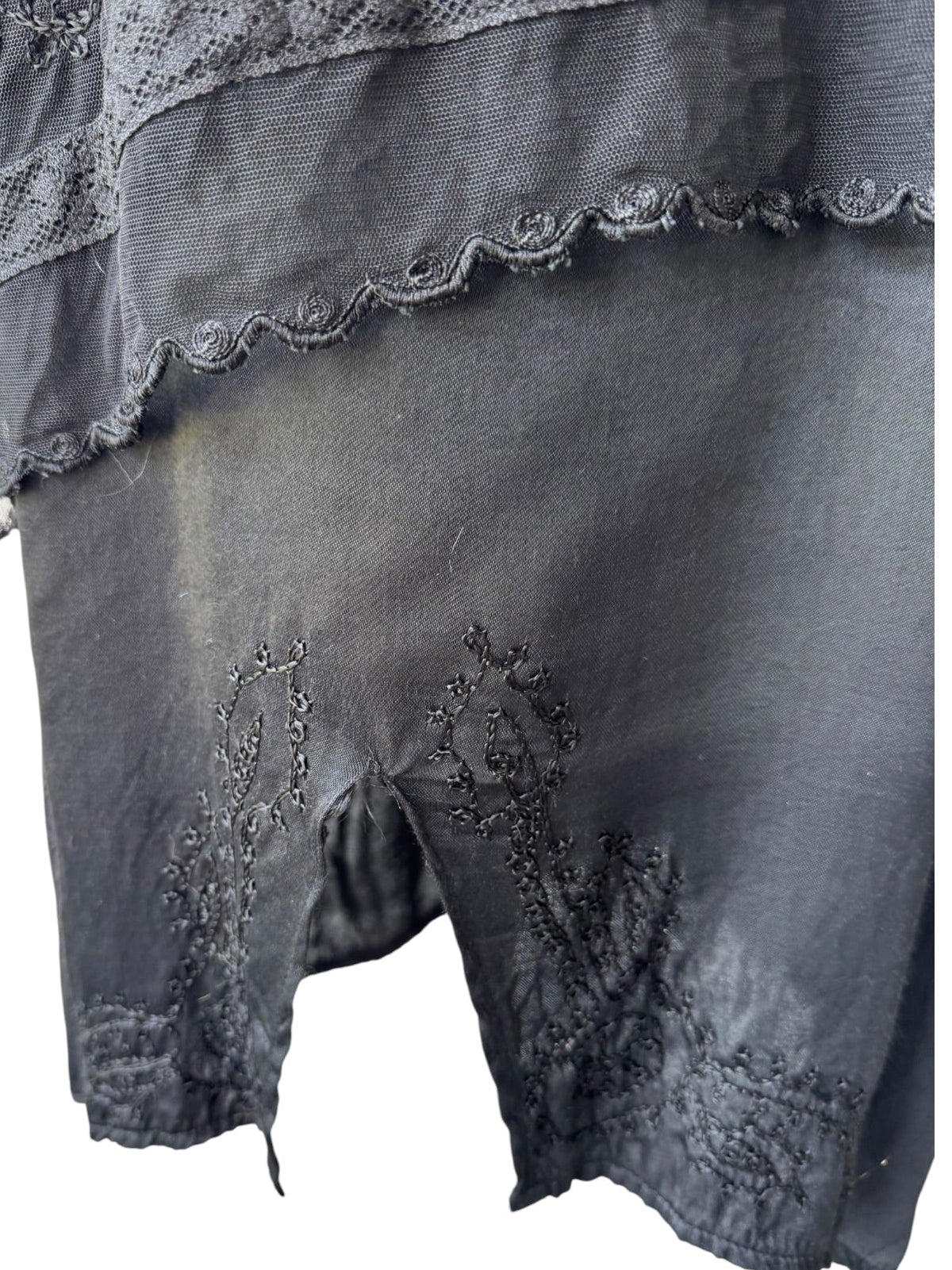 90s Nataya Black Embroidered Mesh Dress