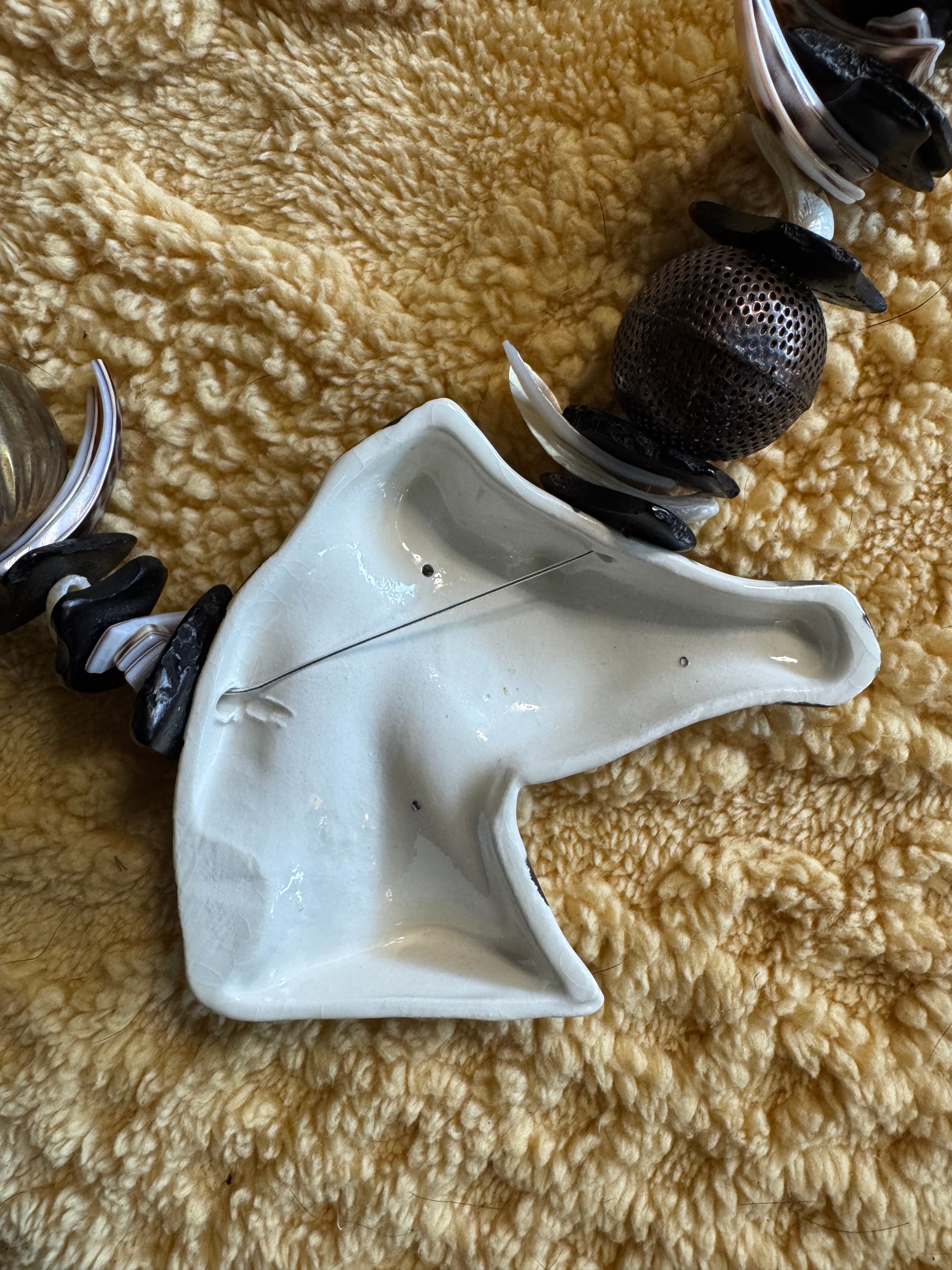 80s Ceramic Zebra Beaded Statement Belt Or Necklace