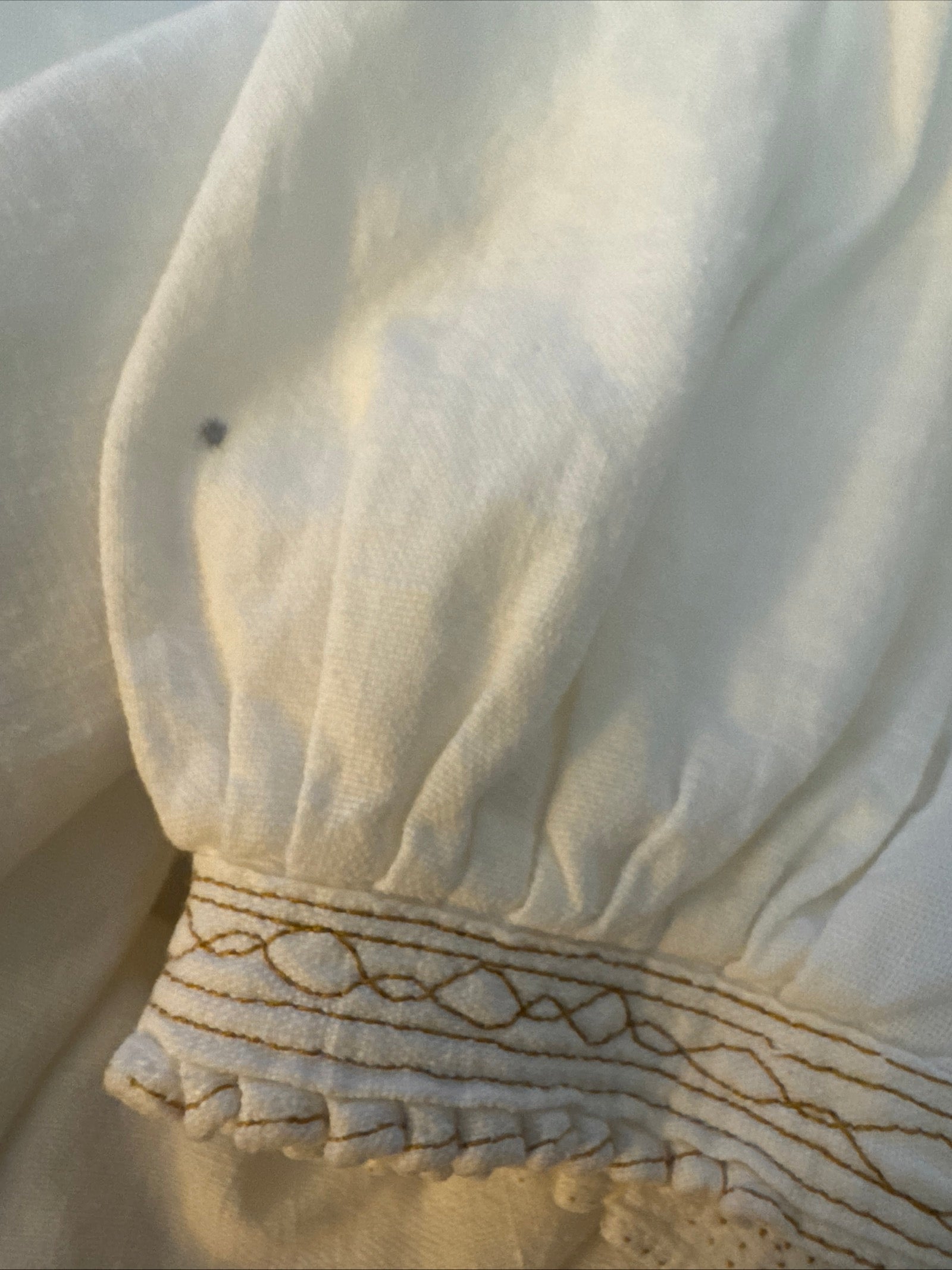 60s Handmade Embroidered White Tunic Peasant Top