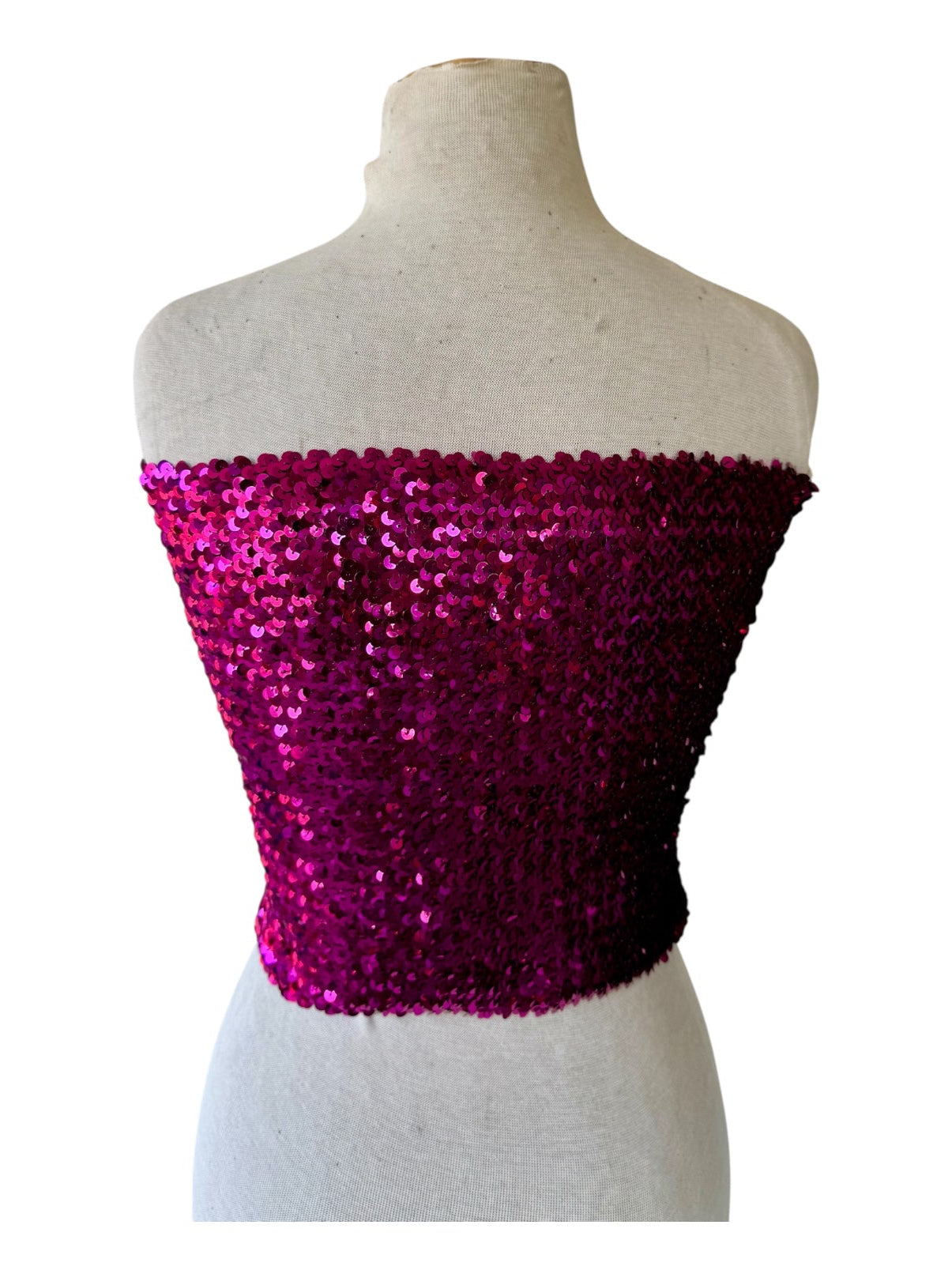 70s Magenta Sequin Tube Top