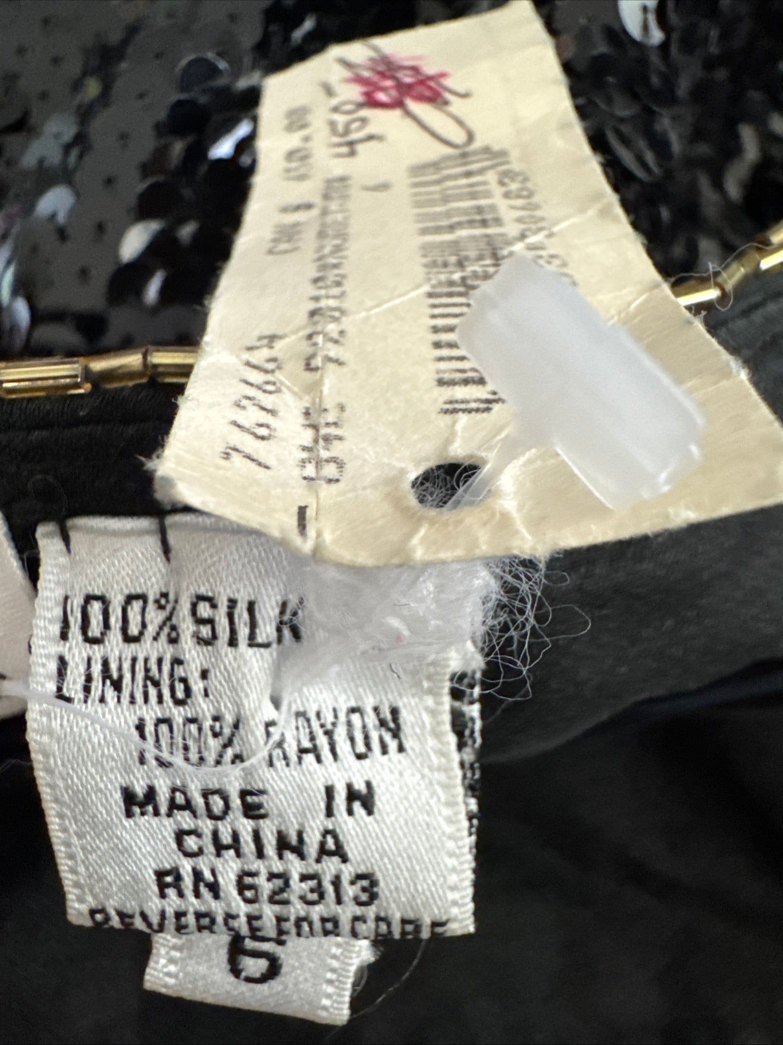 80s Black Tie Sequin Beaded Gown Strapless Sz 6 Maxi 90s NWT Deadstock