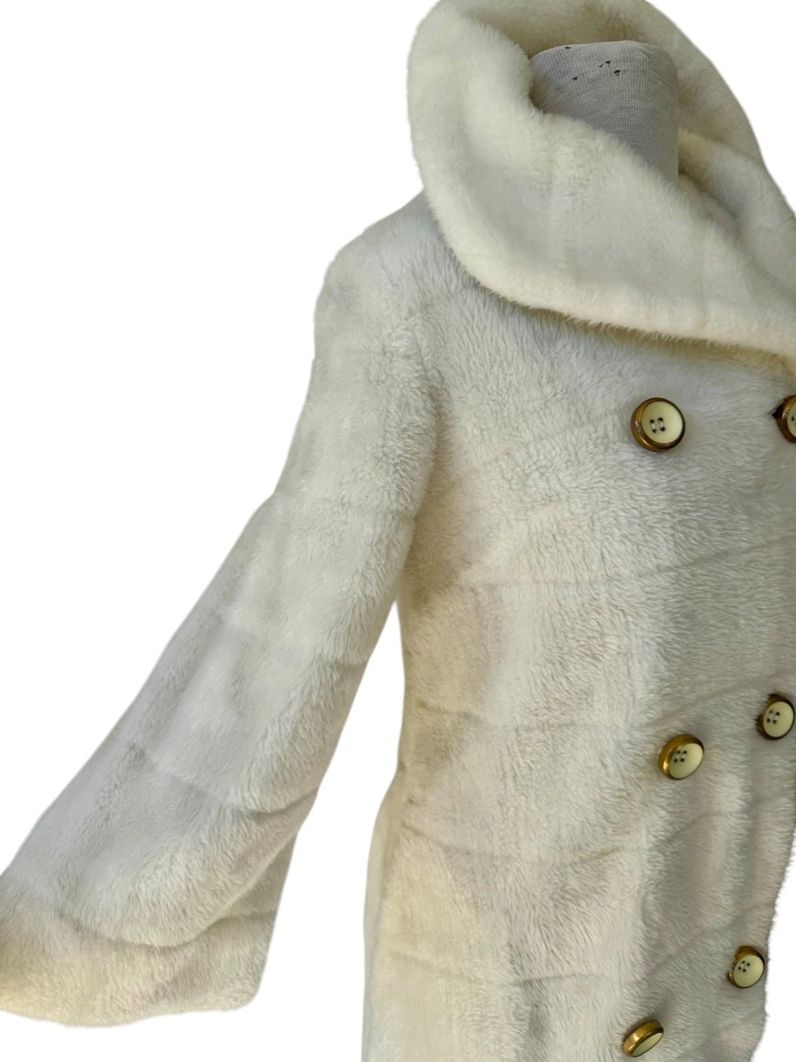 60s Raymodes NY White Faux Fur Full Length Coat Bridal Classic 70s