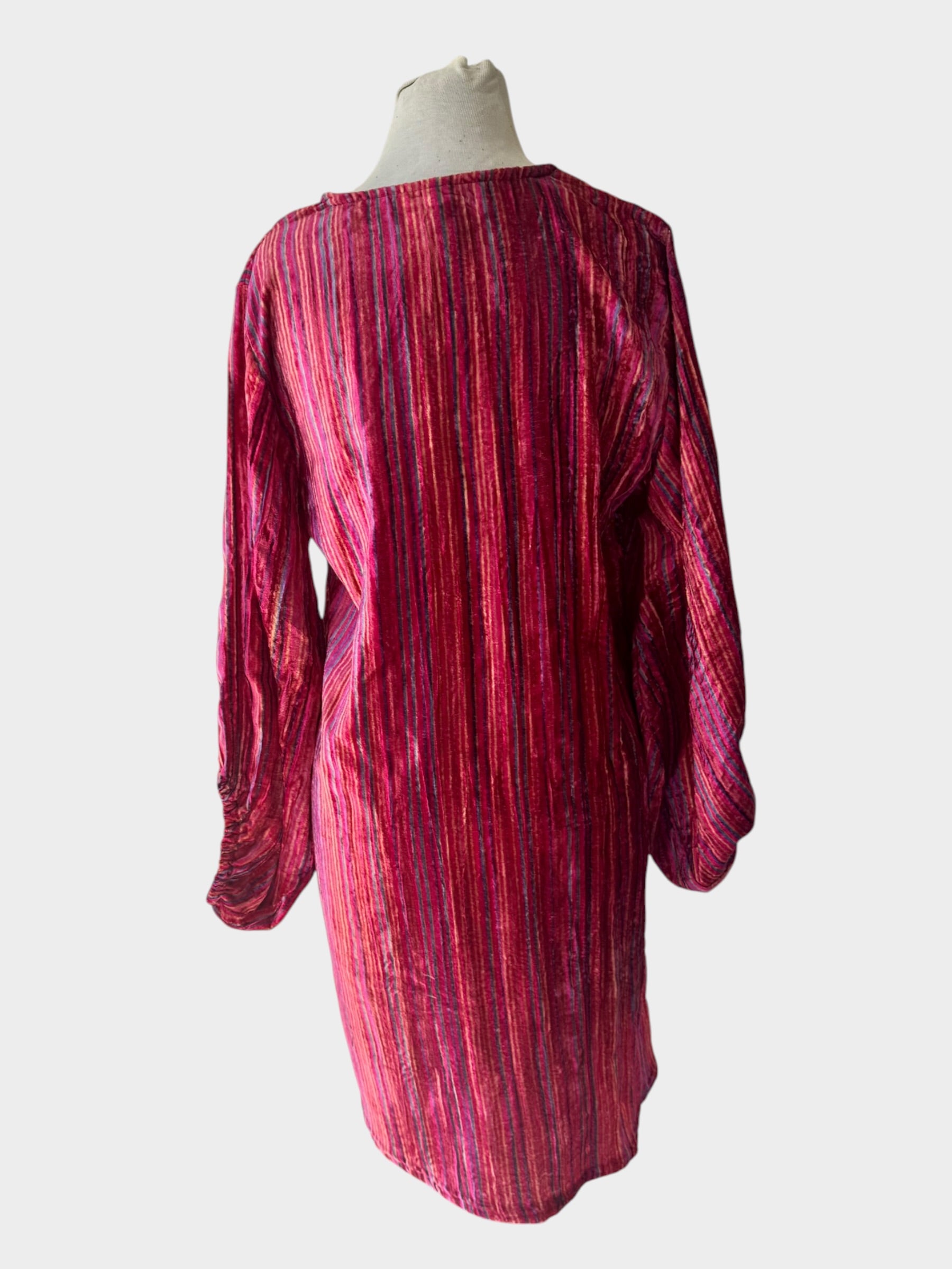 Uncle Frank Raspberry Velvet Striped Tunic Dress