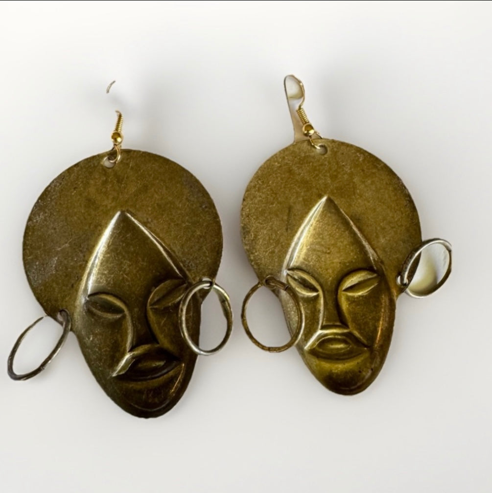 Vtg Gold Metal Blackamoor Earrings