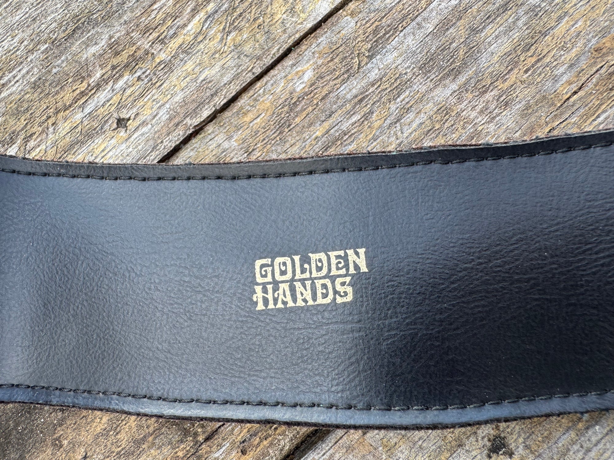 70s Golden Hands Samurai Warrior Suede Belt Enamel Buckle