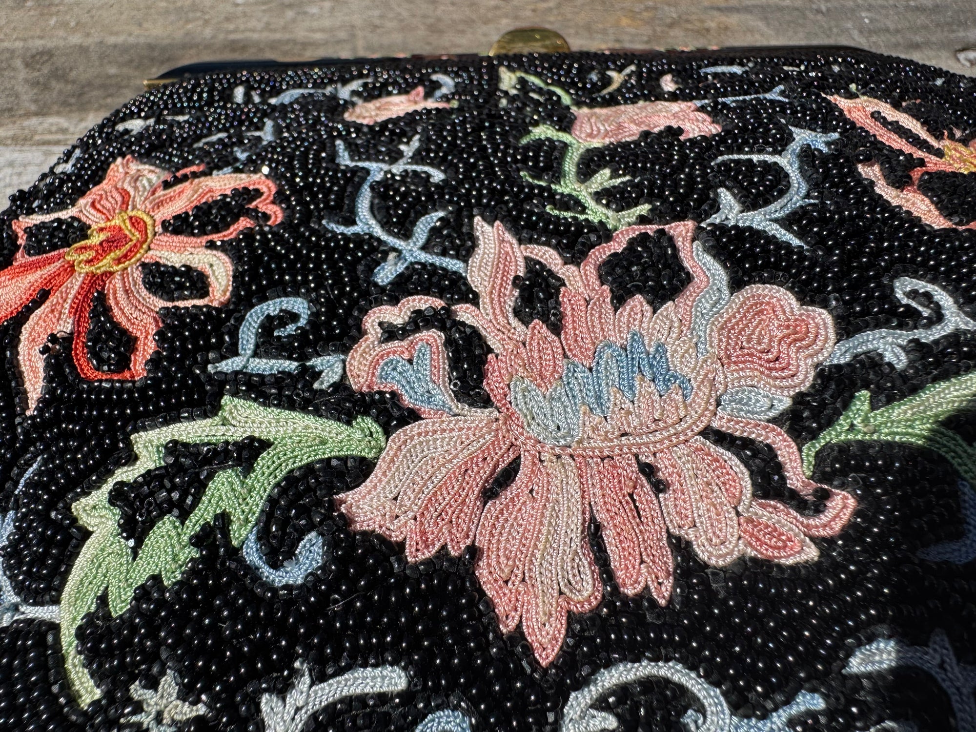 40s Josef Beaded Embroidered Floral Clutch Bag