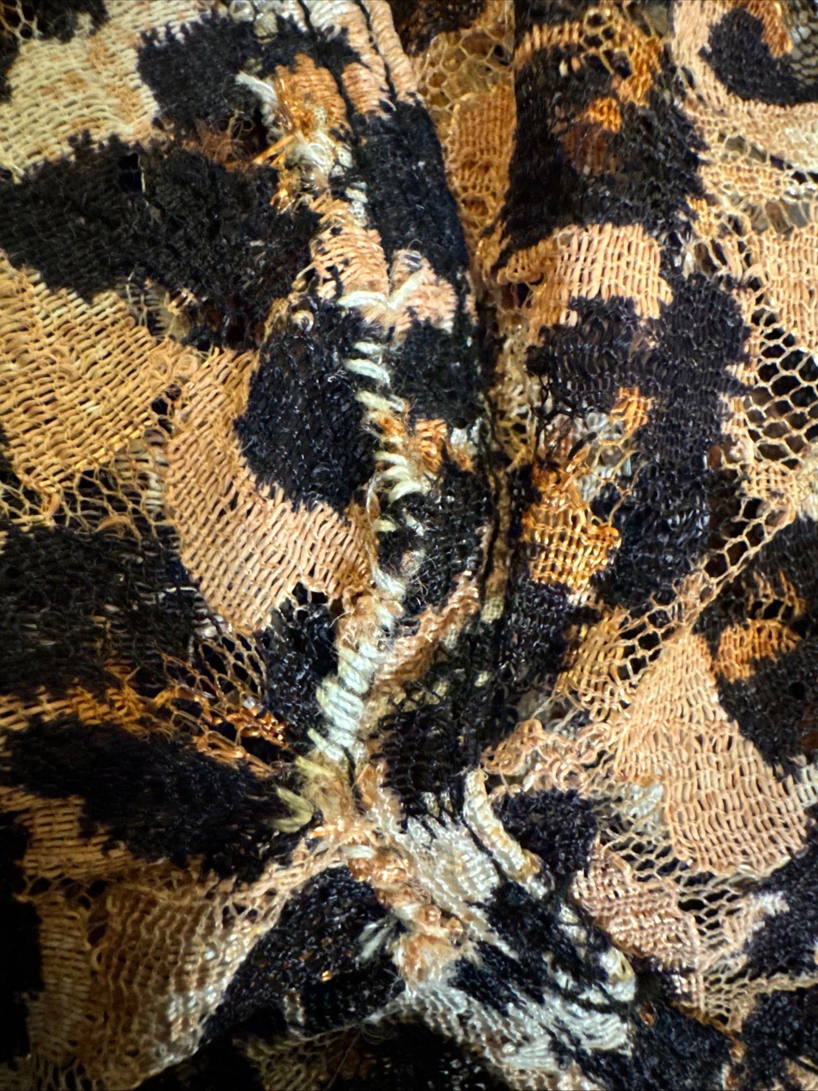 90s LOLA P Leopard Floral Lace Sheer Maxi Dress Y2k