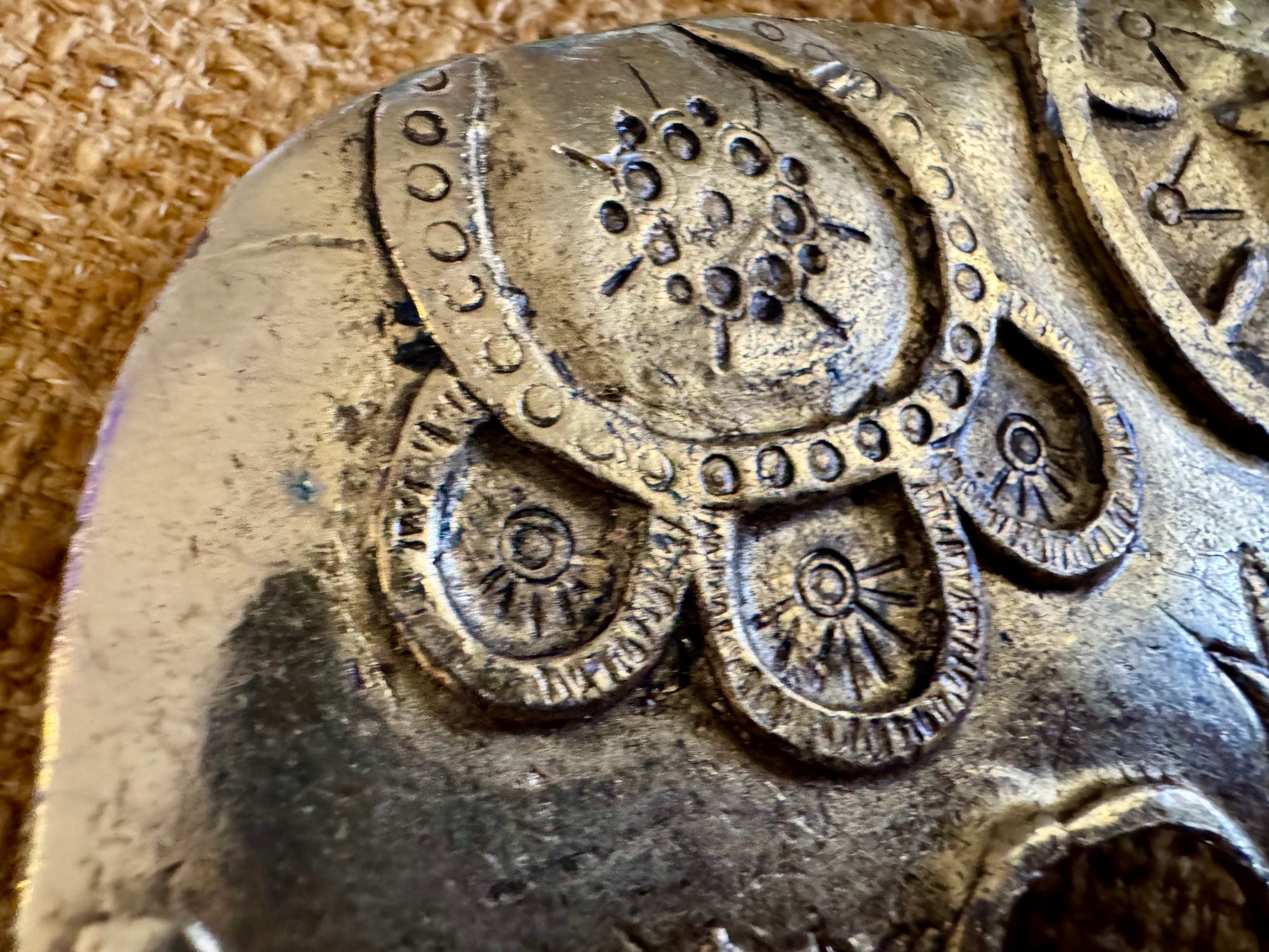 70s Elephant Belt Buckle Gold Western 5.5” Heavy Metal Large