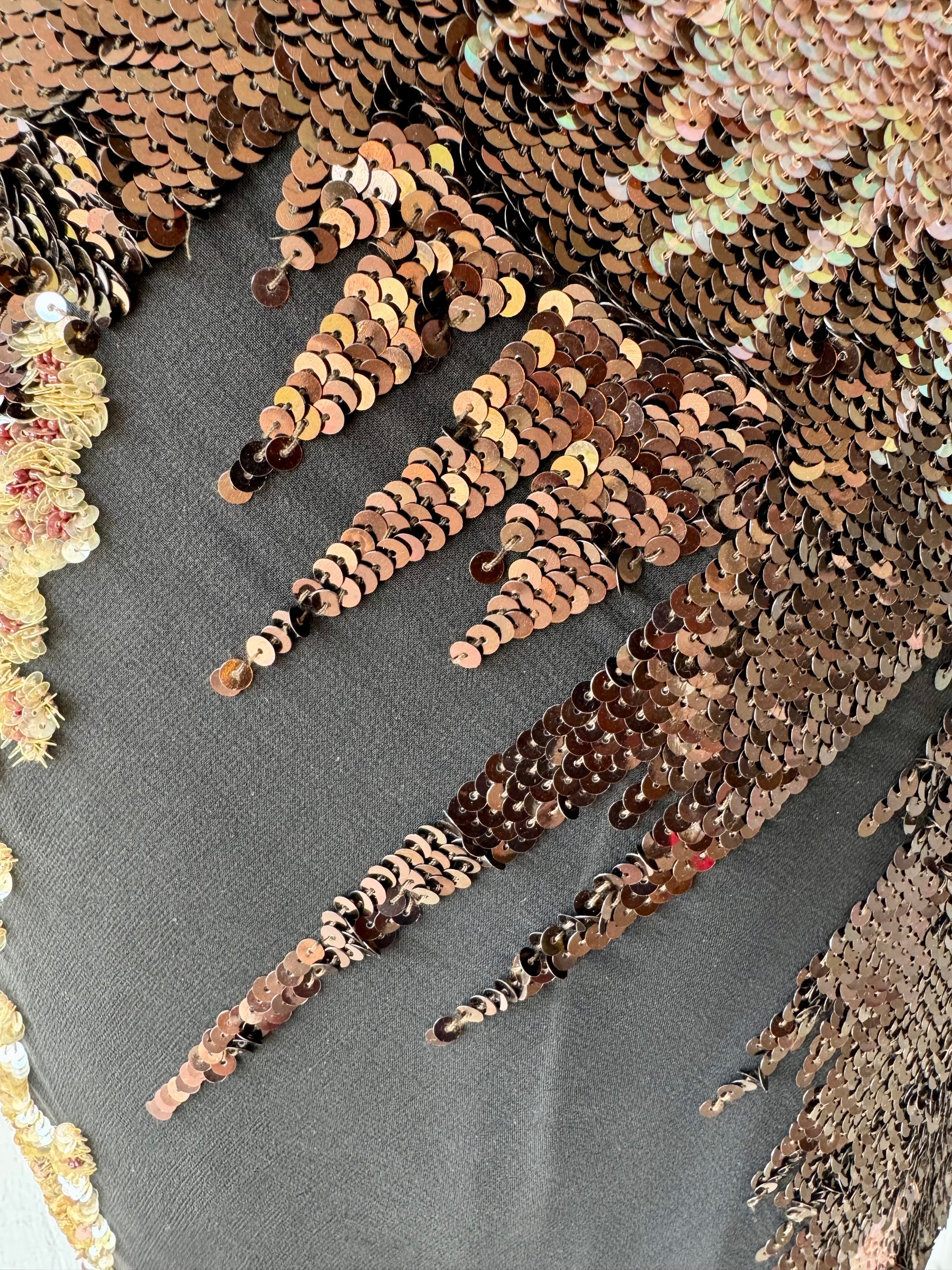 90s Caché Beaded Sequin Silk Gown