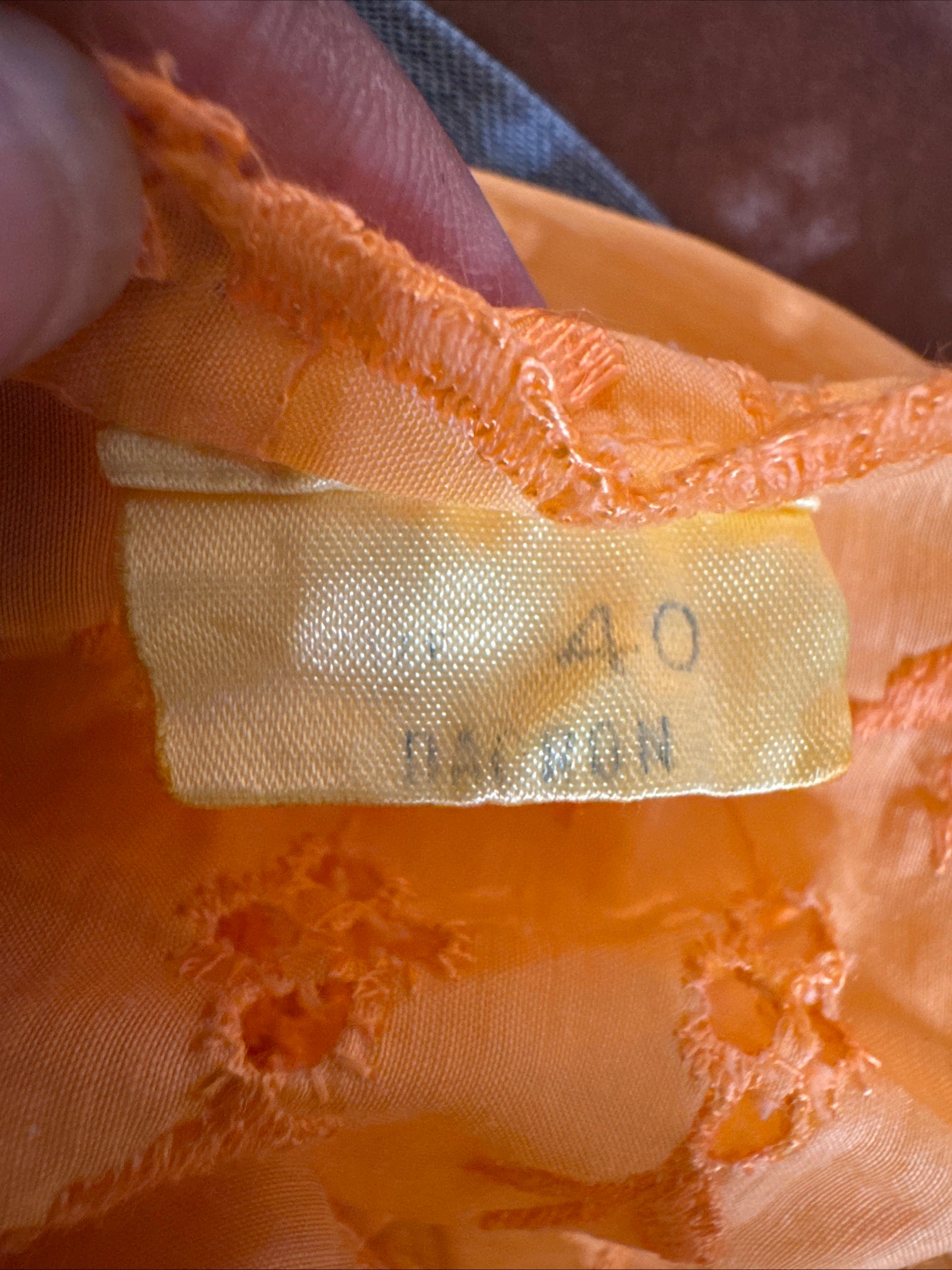 70s Orange Eyelet Lace Full Slip Sunrise Hand Dyed
