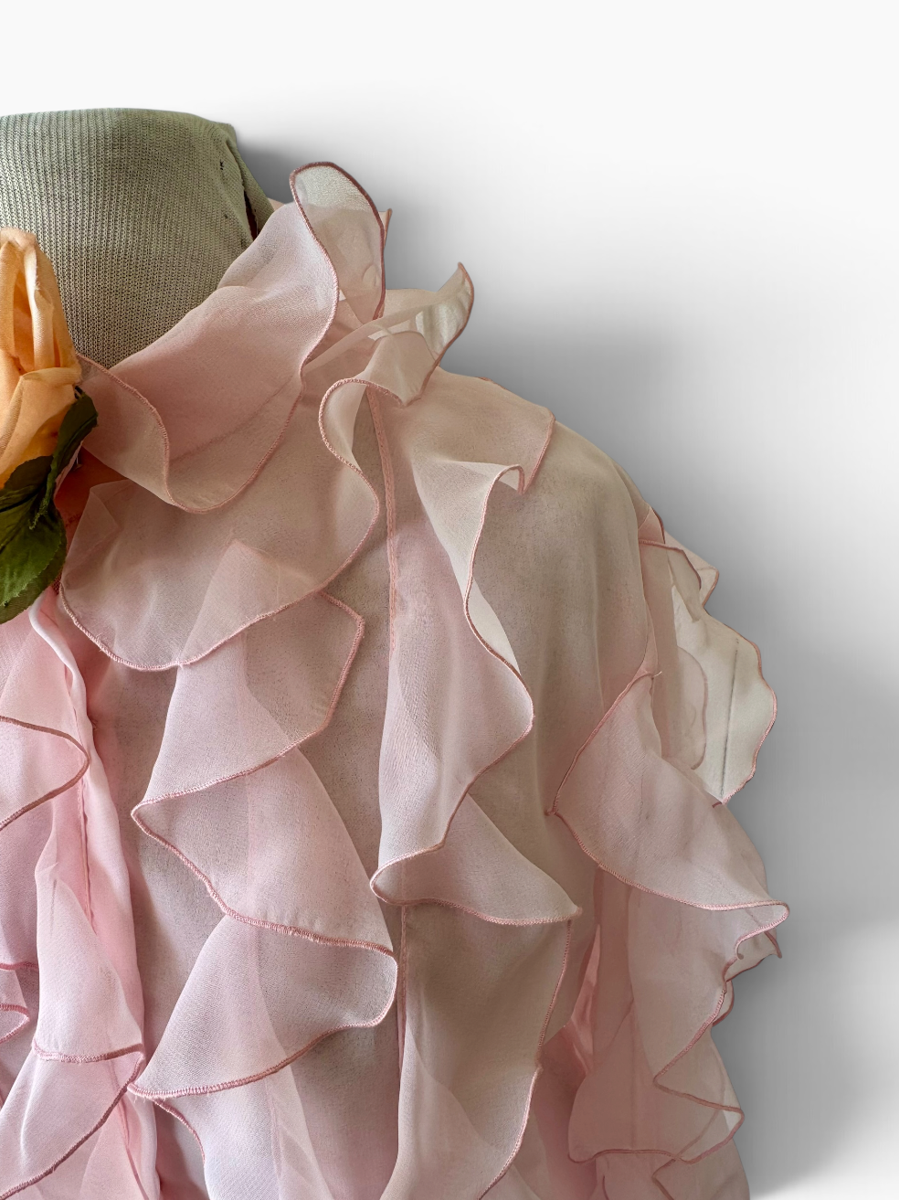 80s Gilberts For Tally Sheer Pink Ruffled Blouse Whimsical Chiffon