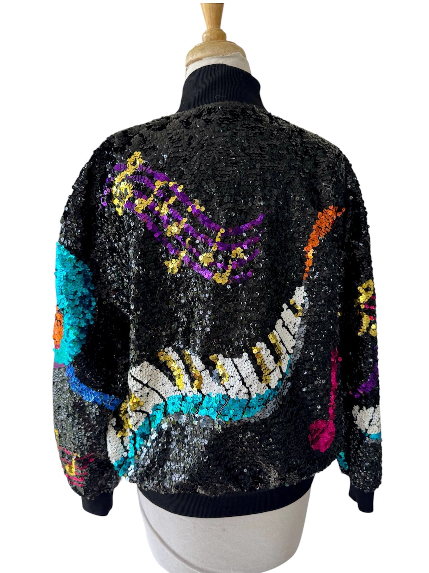 90s IB Diffusion Sequin Bomber Jacket Music Theme