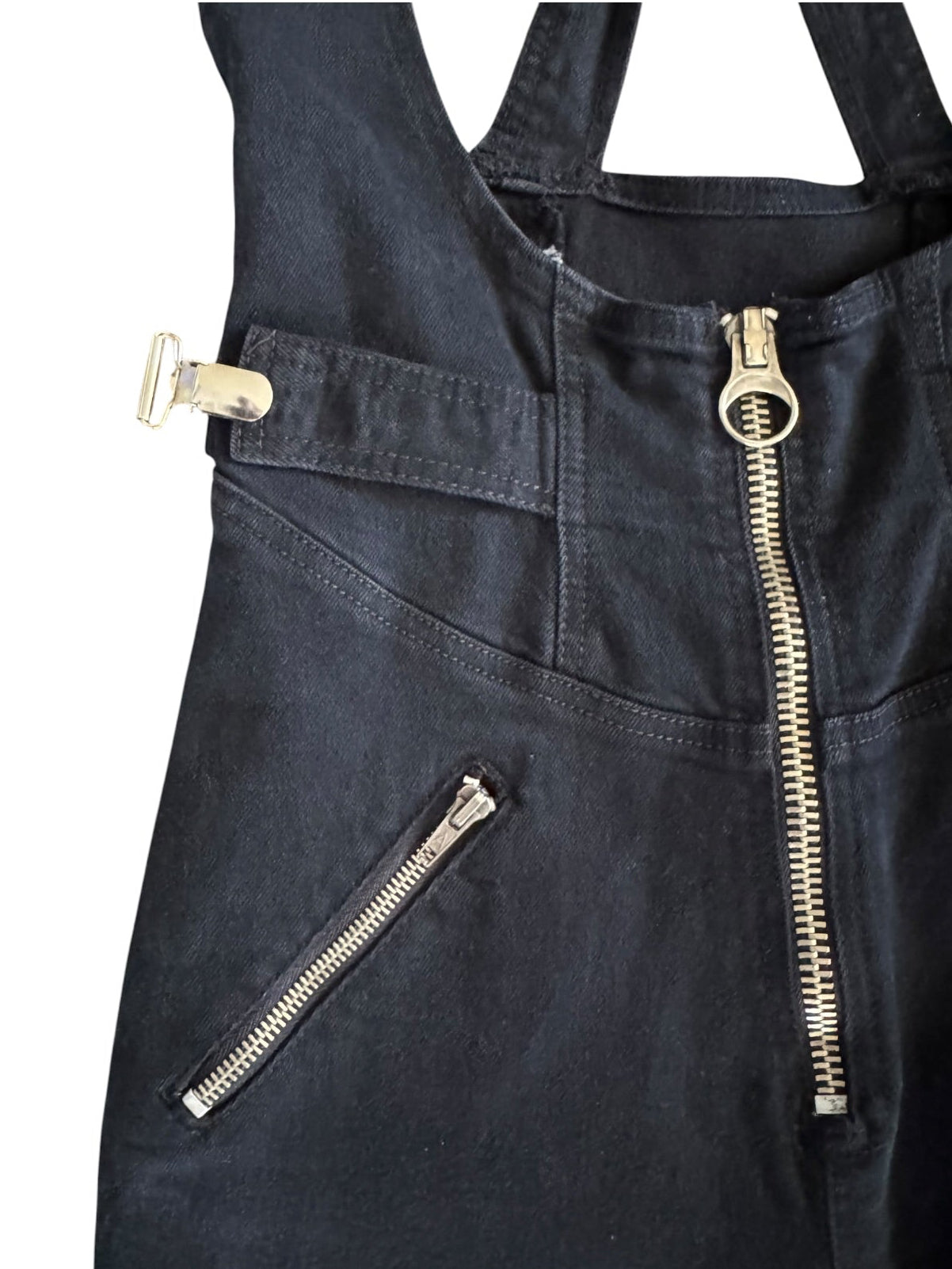 90s Parasuco Black Denim Skinny Overalls Jumpsuit Y2k