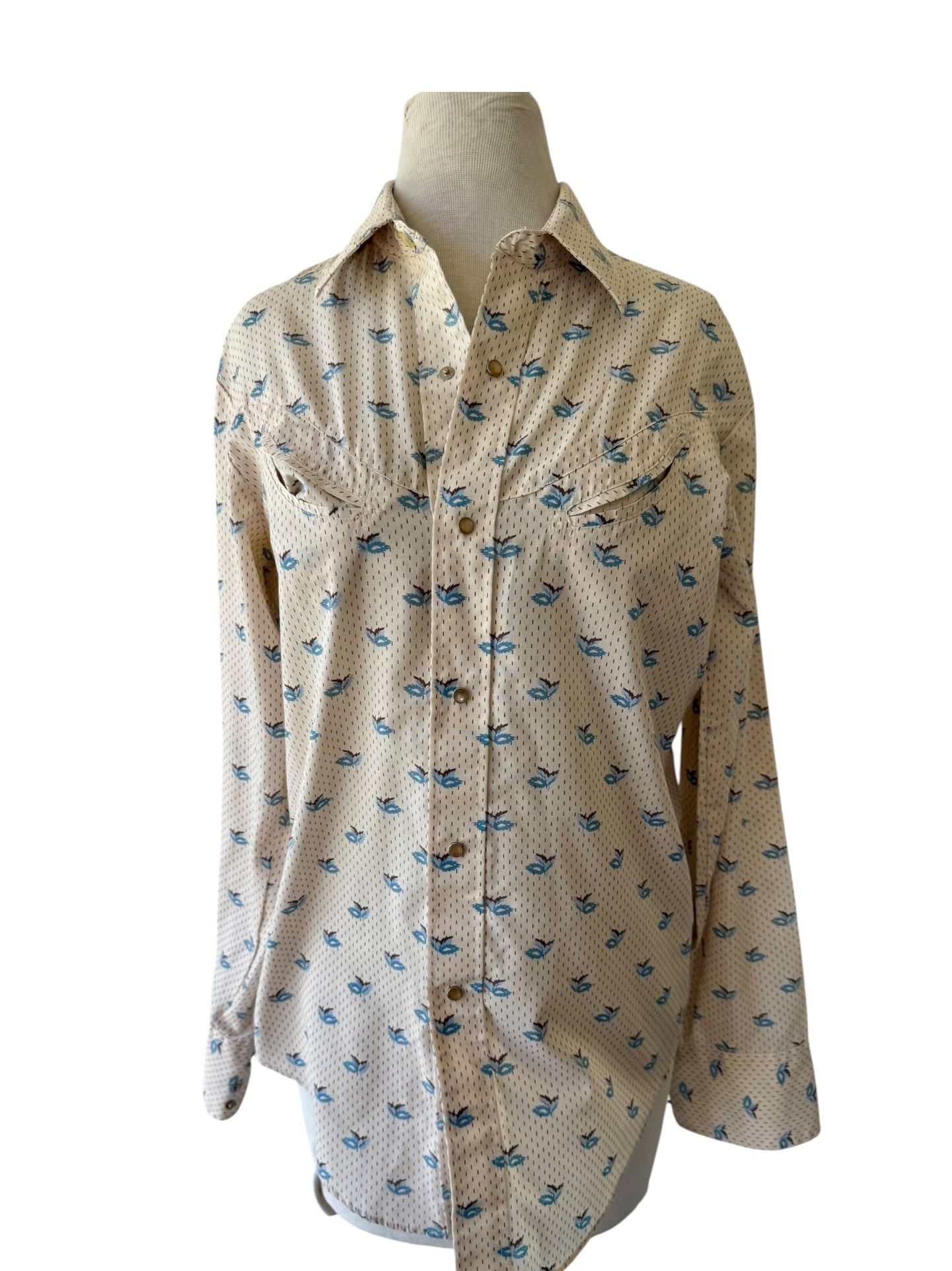 80s Levis Leaf Print Pearl Snap Western Shirt