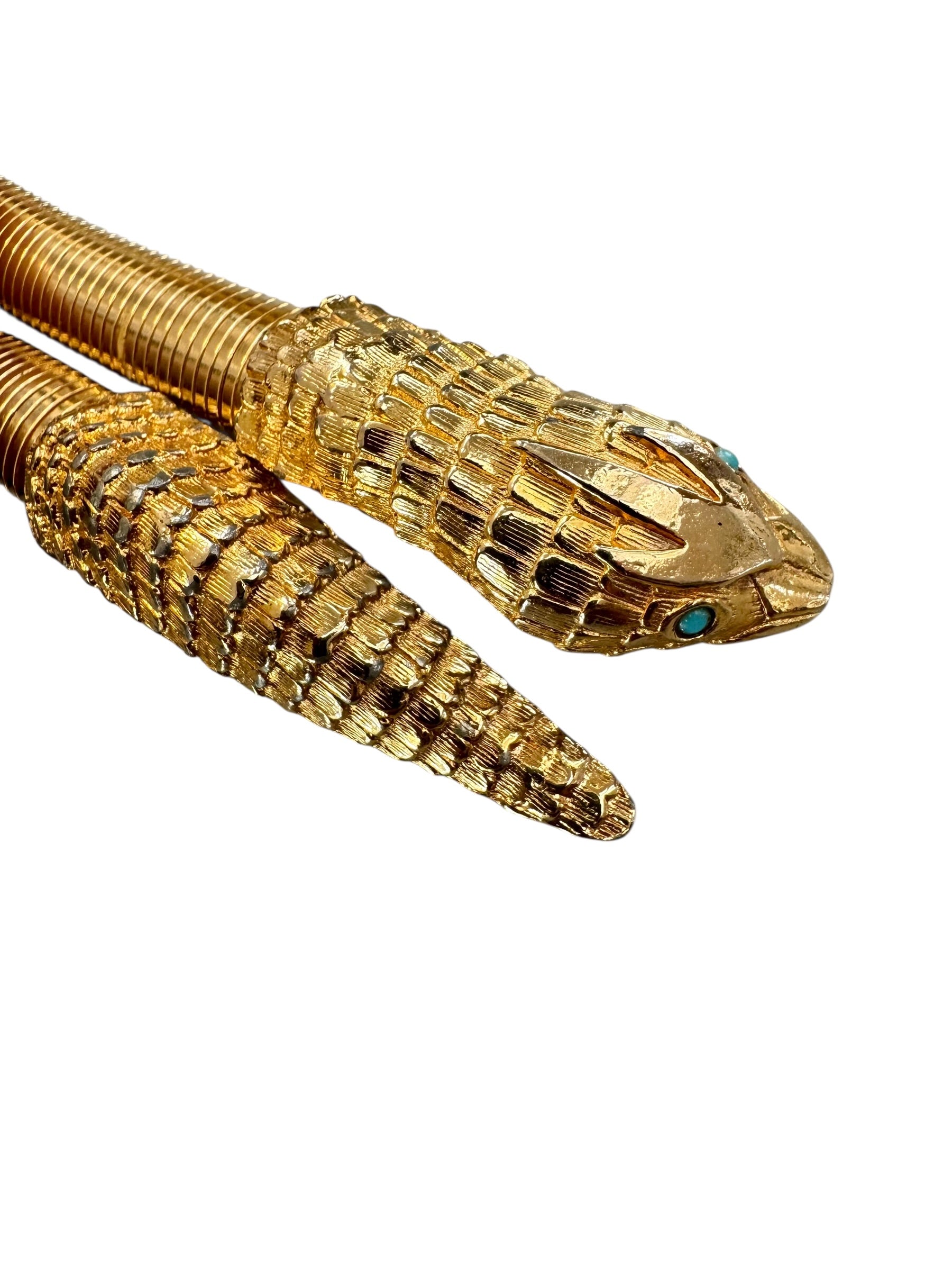 70s ACCESSOCRAFT NYC Gold Snake Serpent Sculptural Belt or Necklace