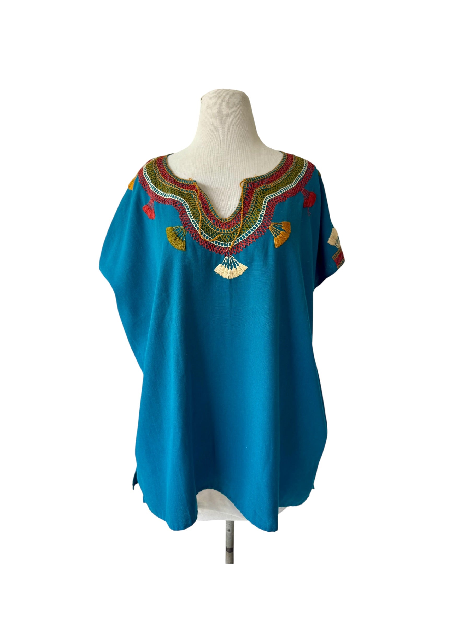 70s Embroidered Mexican Chiapas Tunic Top