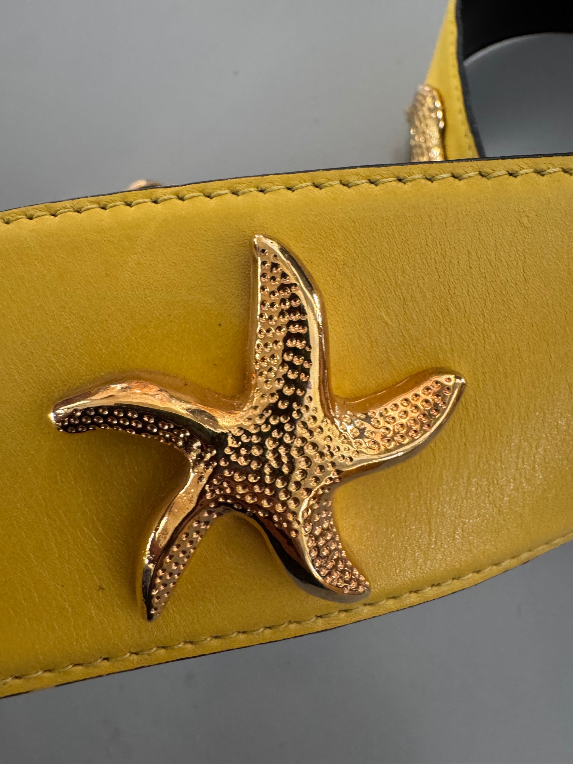 80s Escada Yellow Leather Sea Creature Belt
