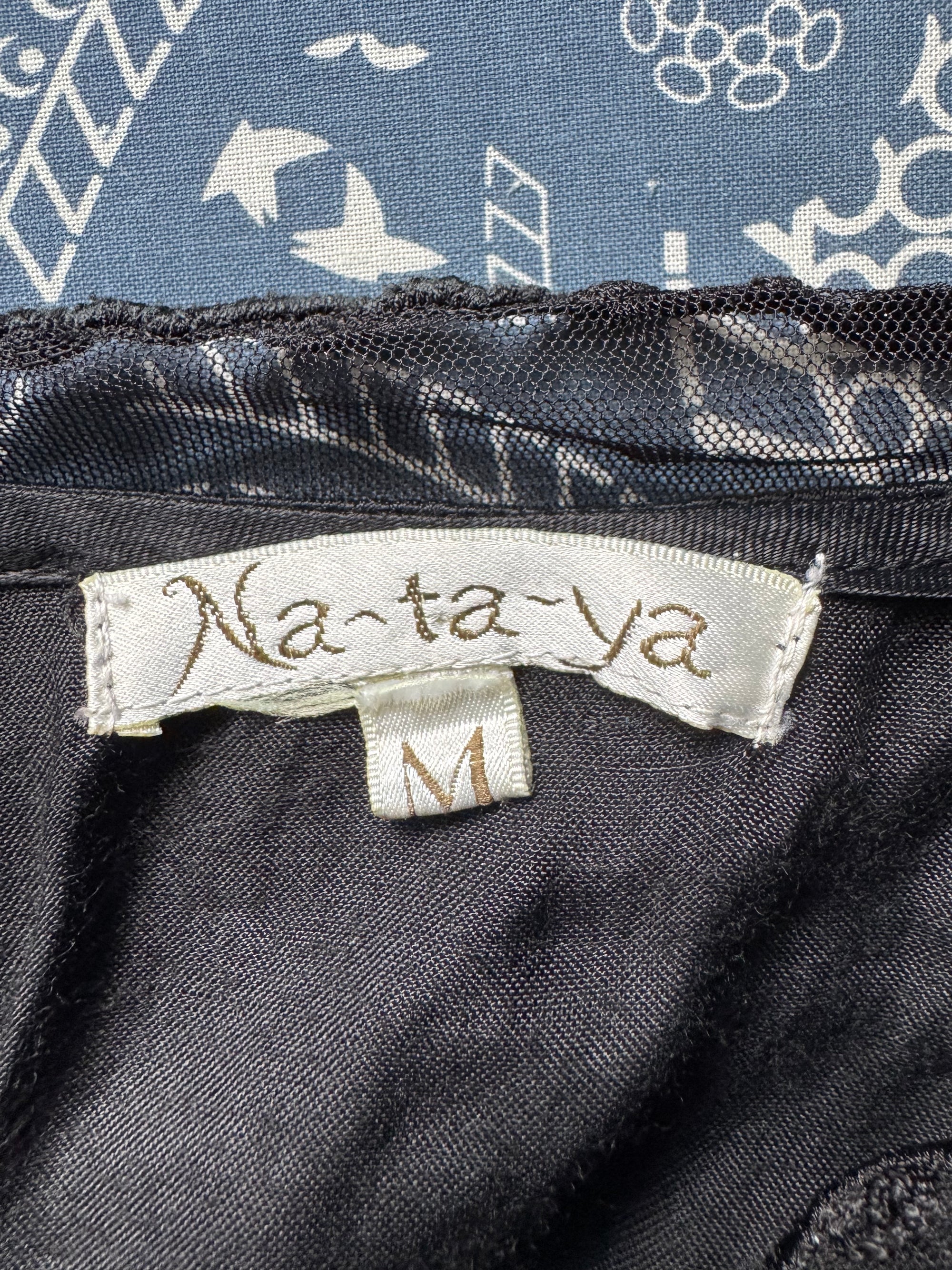 90s Nataya Black Embroidered Mesh Dress
