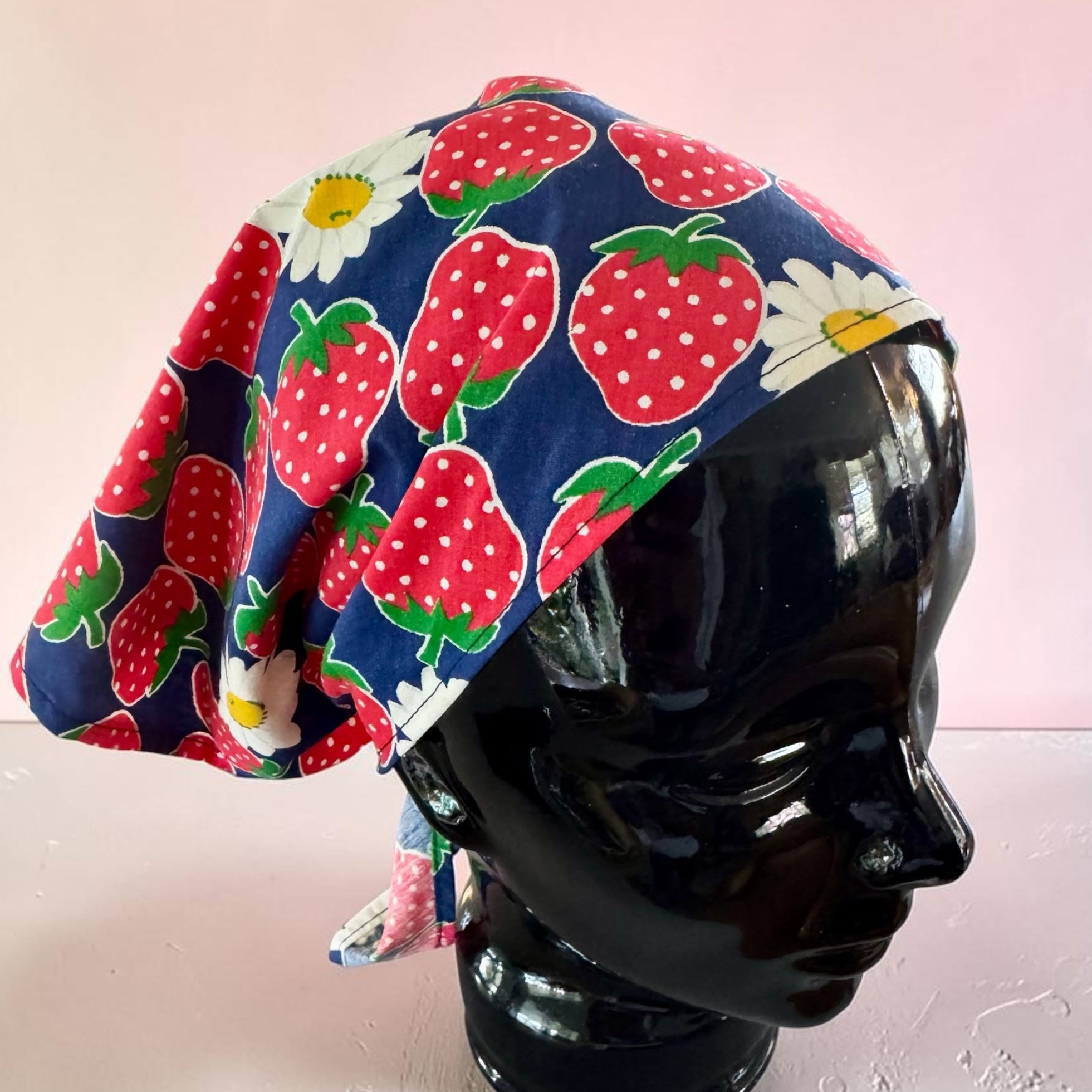 Strawberry Daisy Print Cotton Scarf Bandana