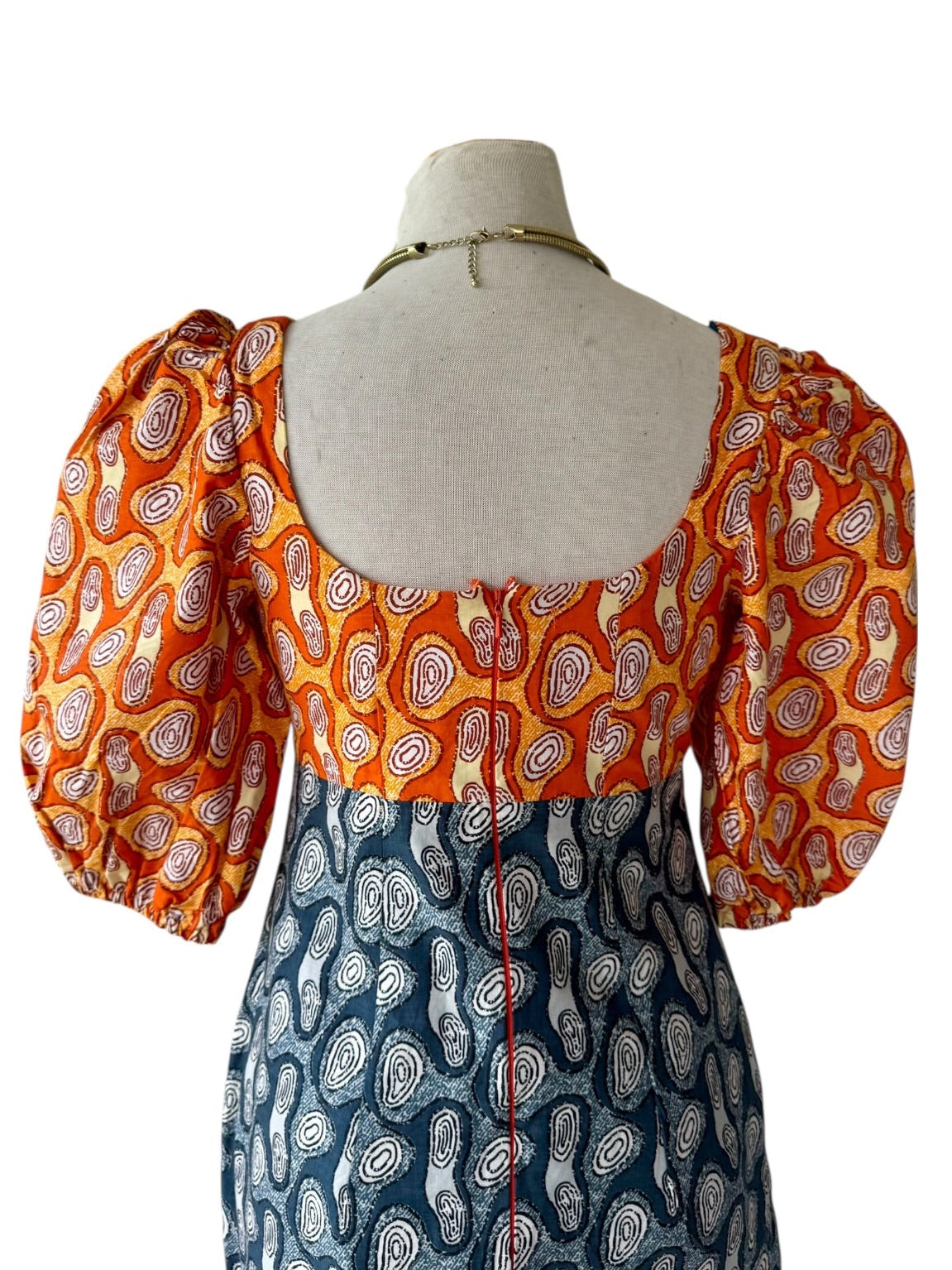 Ankara African Puff Sleeve Geo Sheath Dress