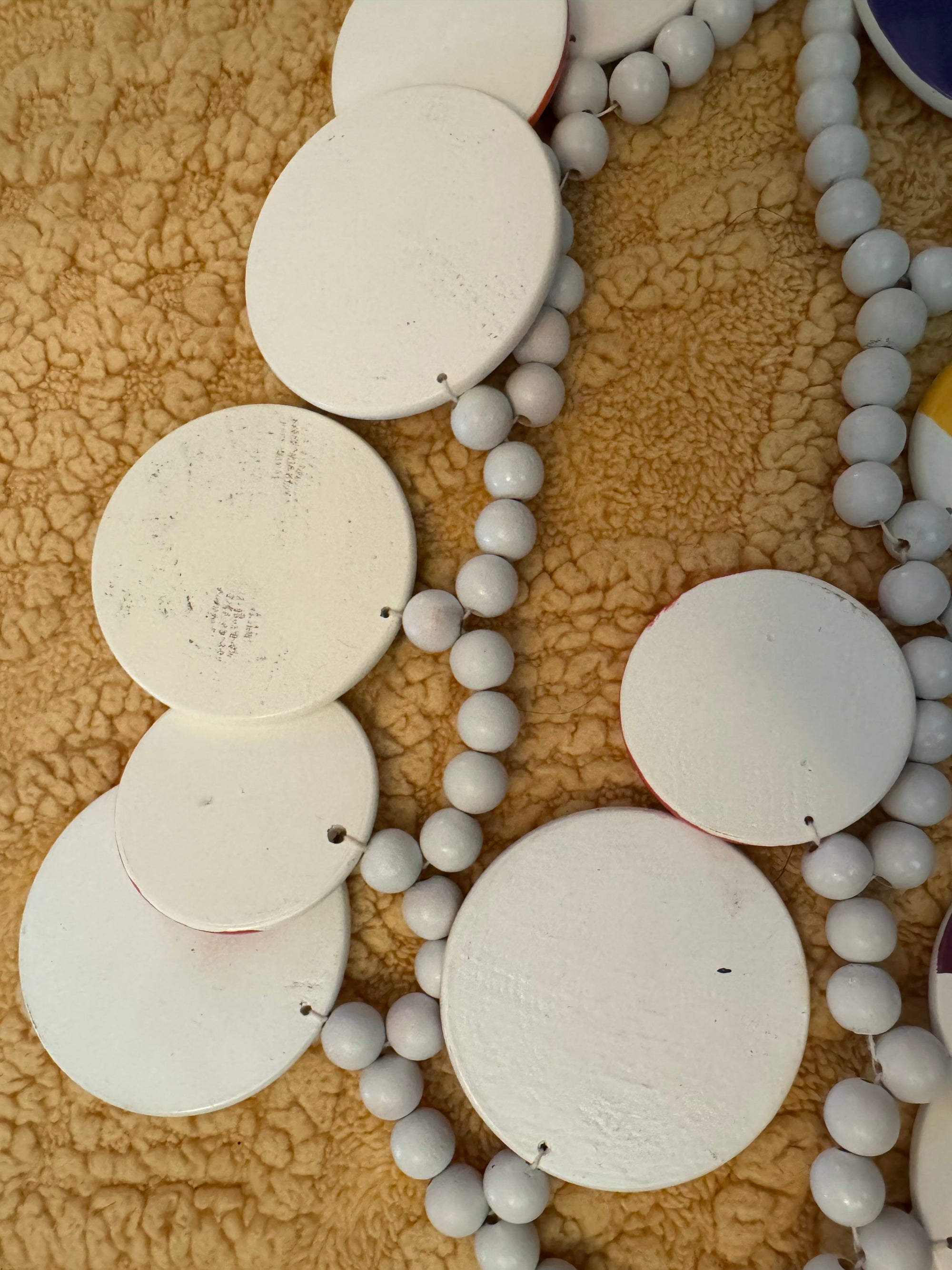 80s Colorful Wood Disc Beaded Statement Painted Necklace
