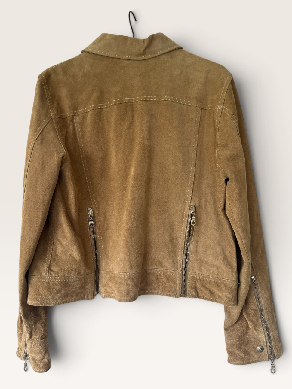 90s Wilsons Leather Moto Tan Suede Cropped Jacket