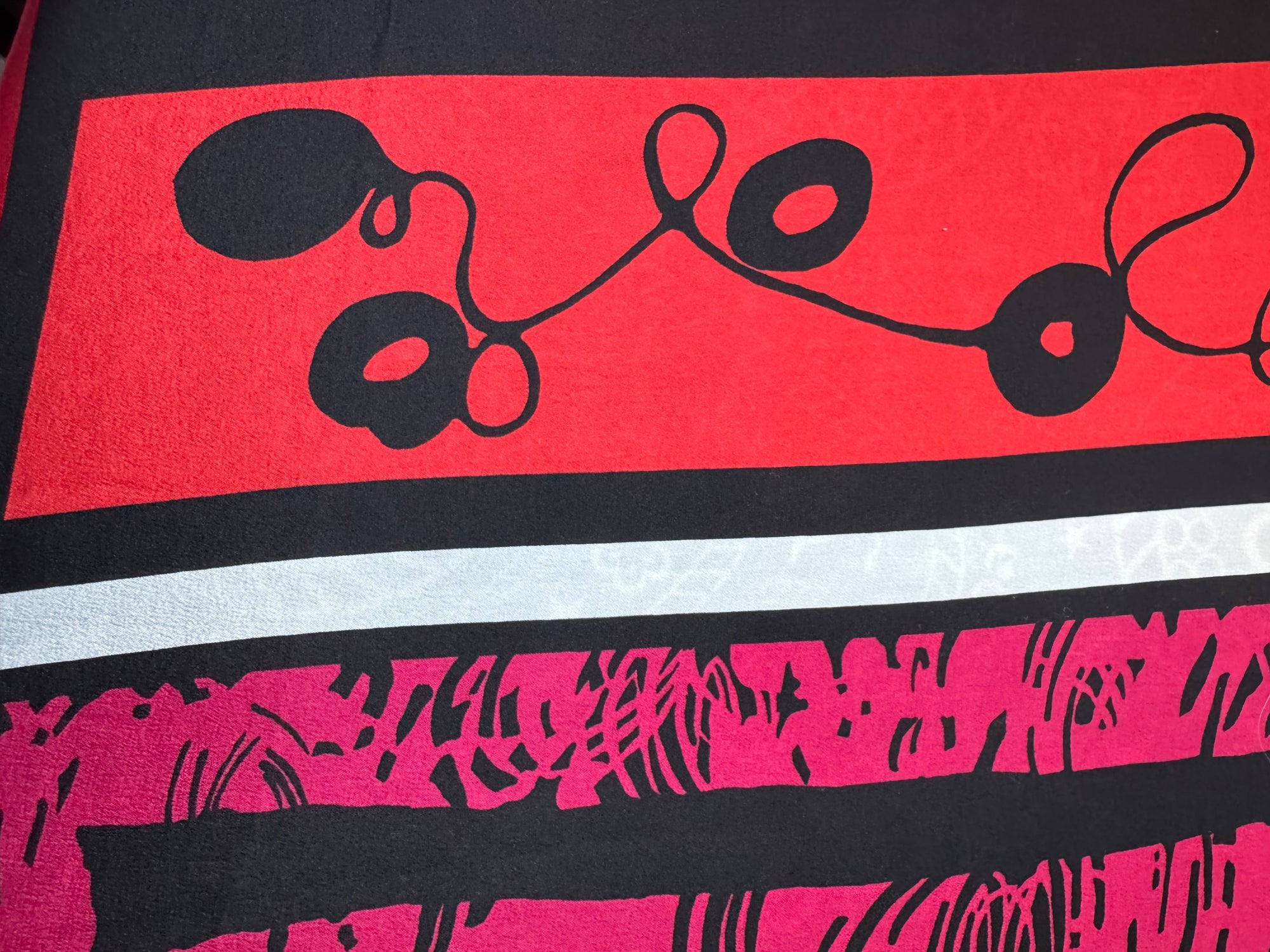 90s Diane Von Furstenberg Silk Scarf Red Black Abstract