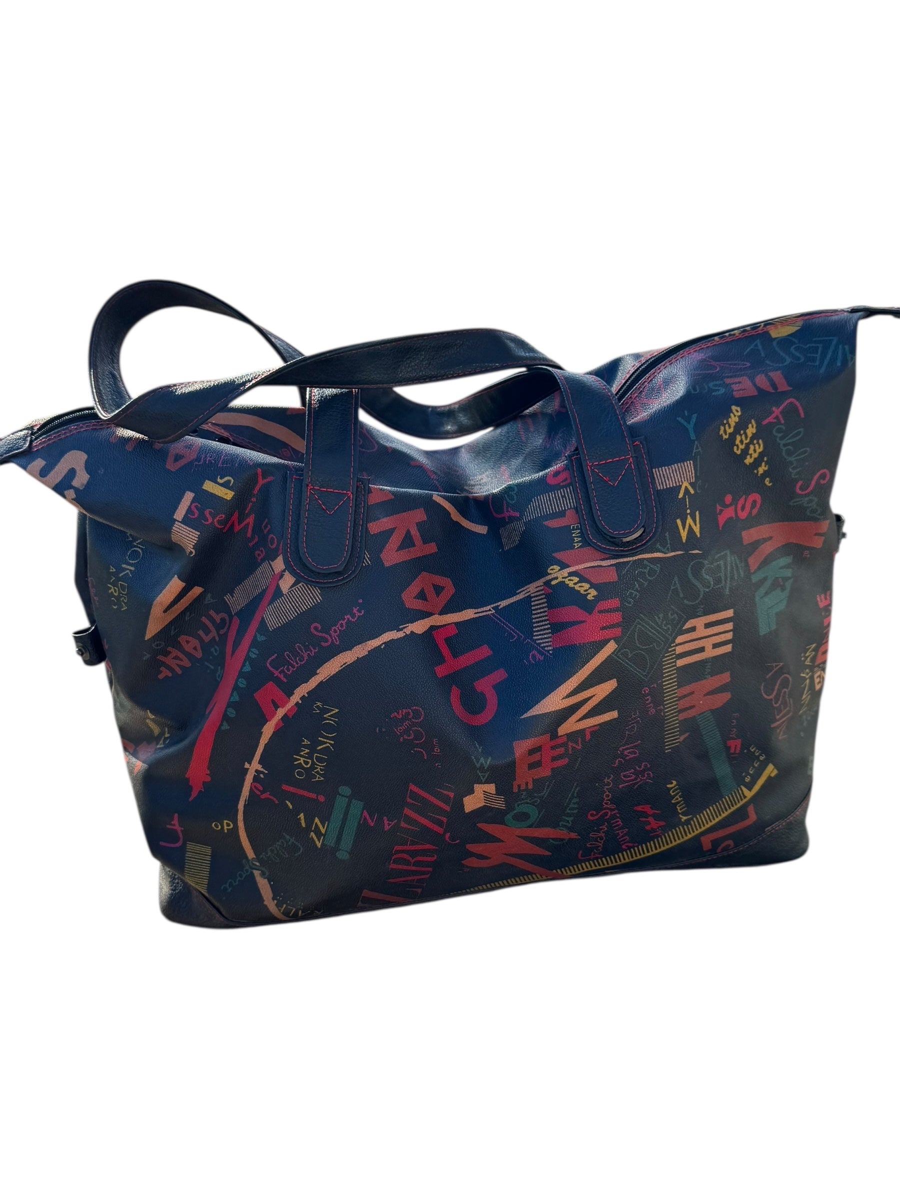 90s Carlos Falchi Graffiti Print Weekender Travel Bag