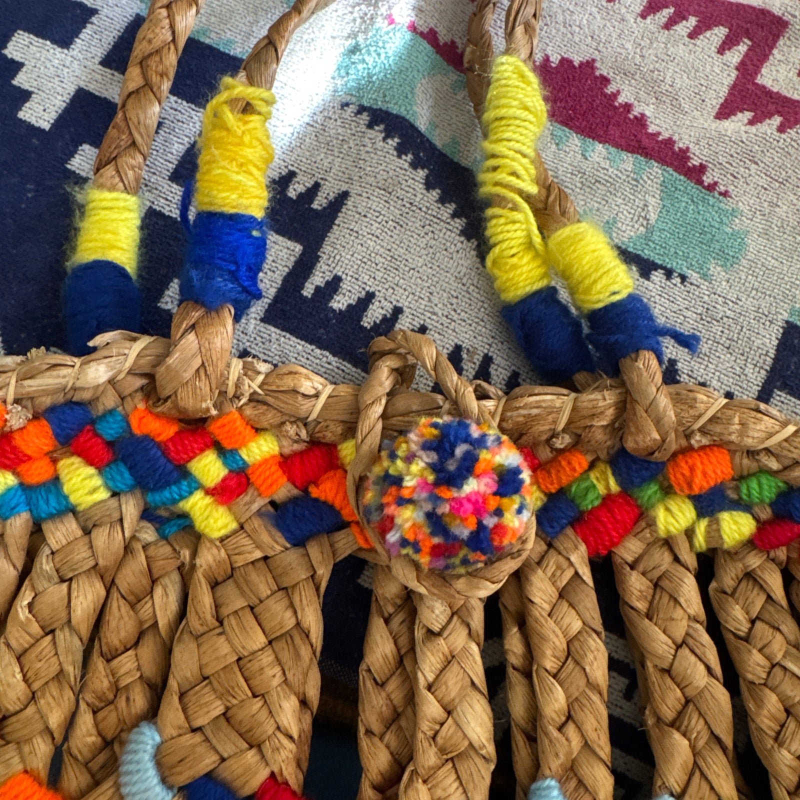 70s Chindi Colorful Jute Beach Tote