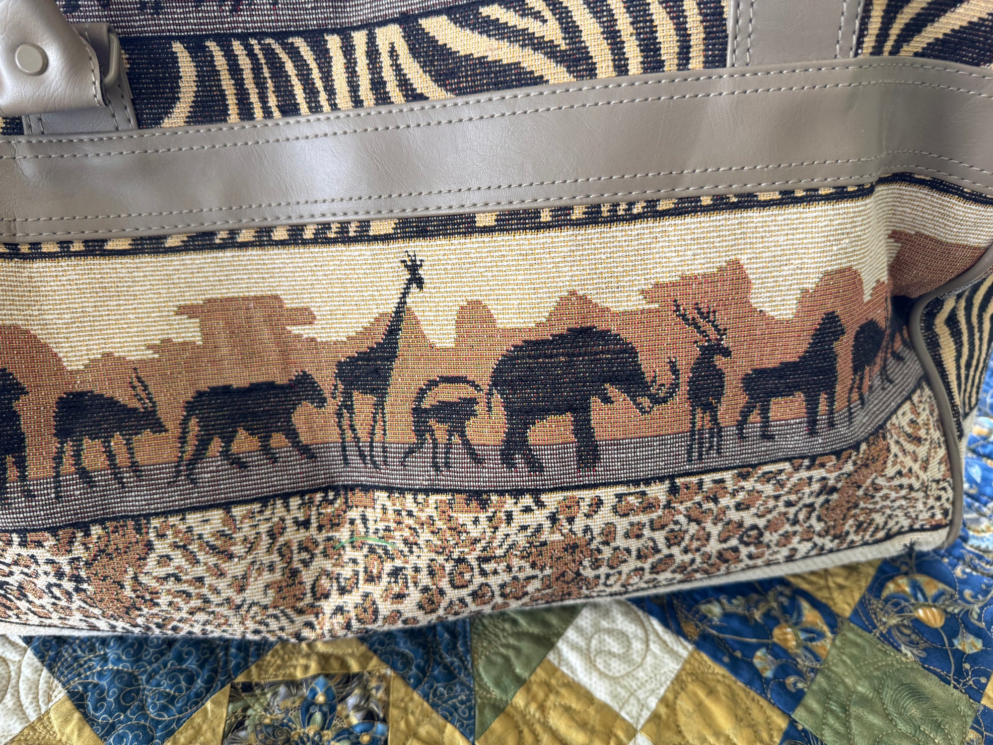 90s Pioneer Express Safari Tapestry Weekender Duffel Tribal Bag Carry On
