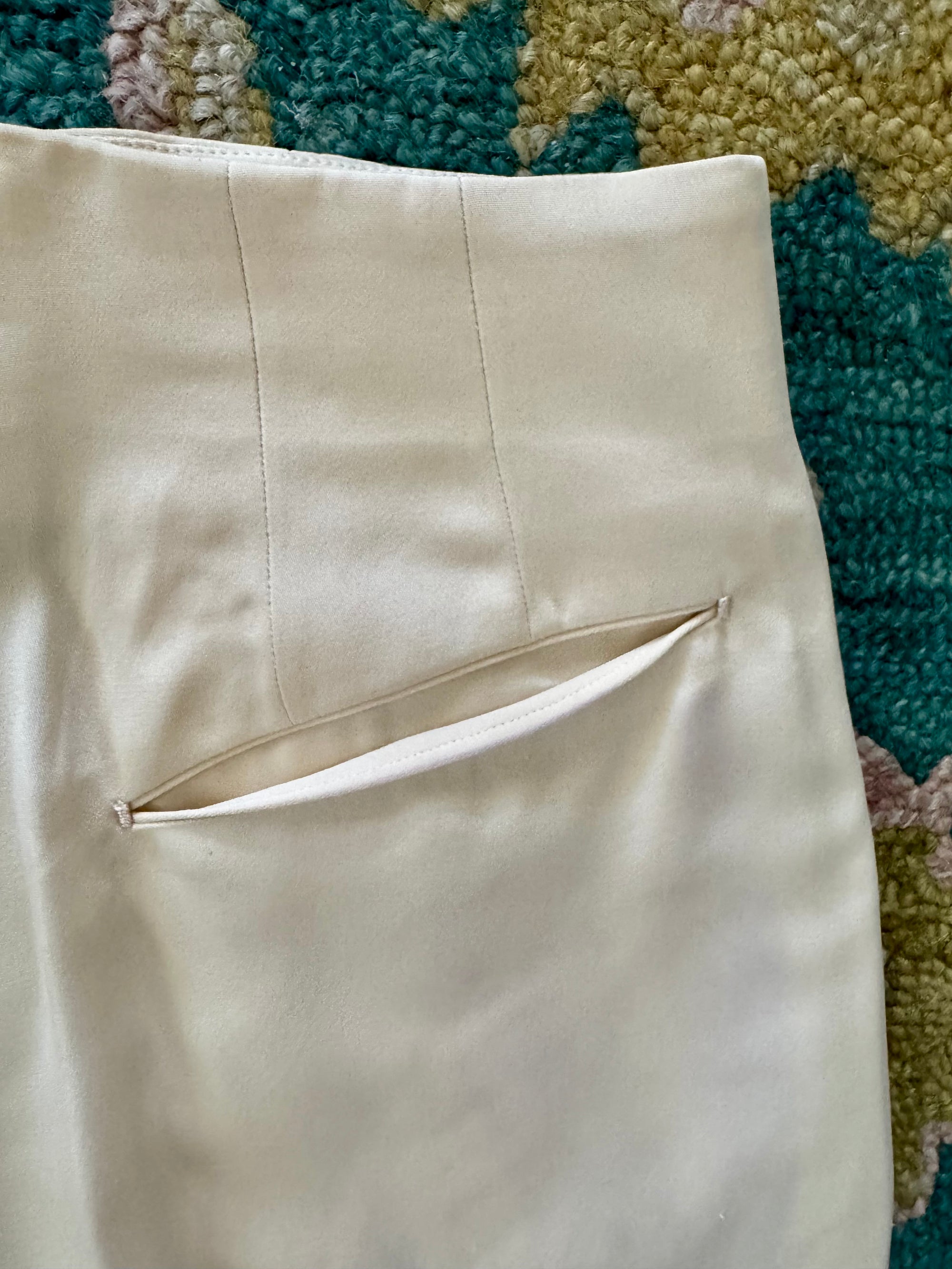 80s Richard Tyler Ivory High Waist Pleated Silk Trousers