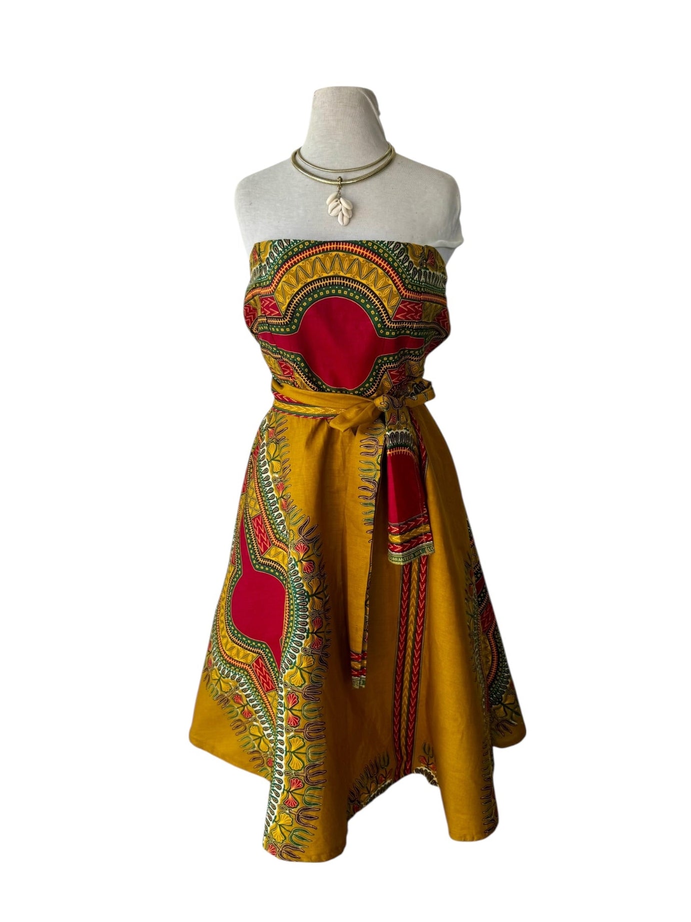 Ankara Java Block Print Strapless Dress