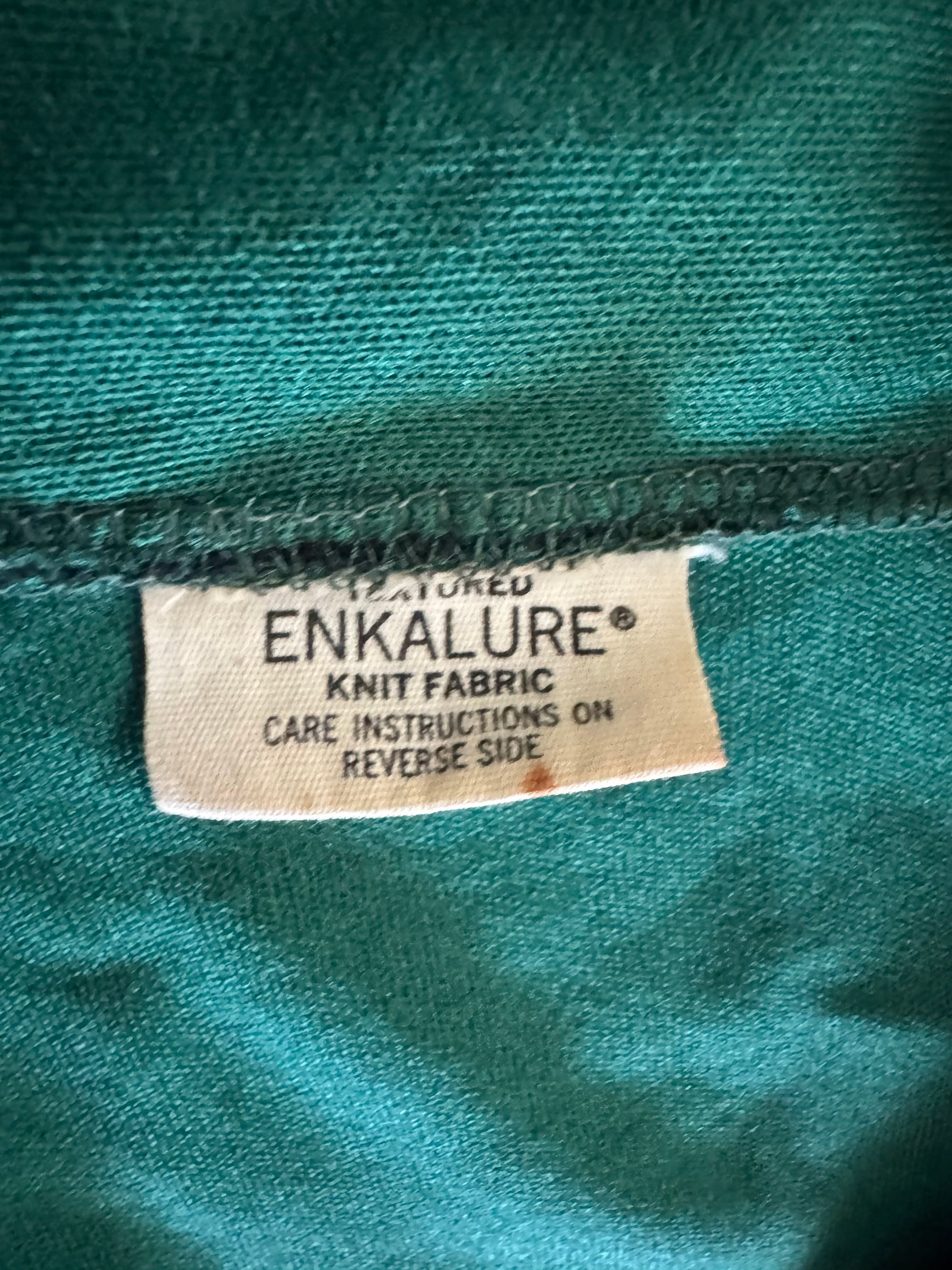 70s Enkalure Green Ruffle Bodysuit Sz M Dagger Collar