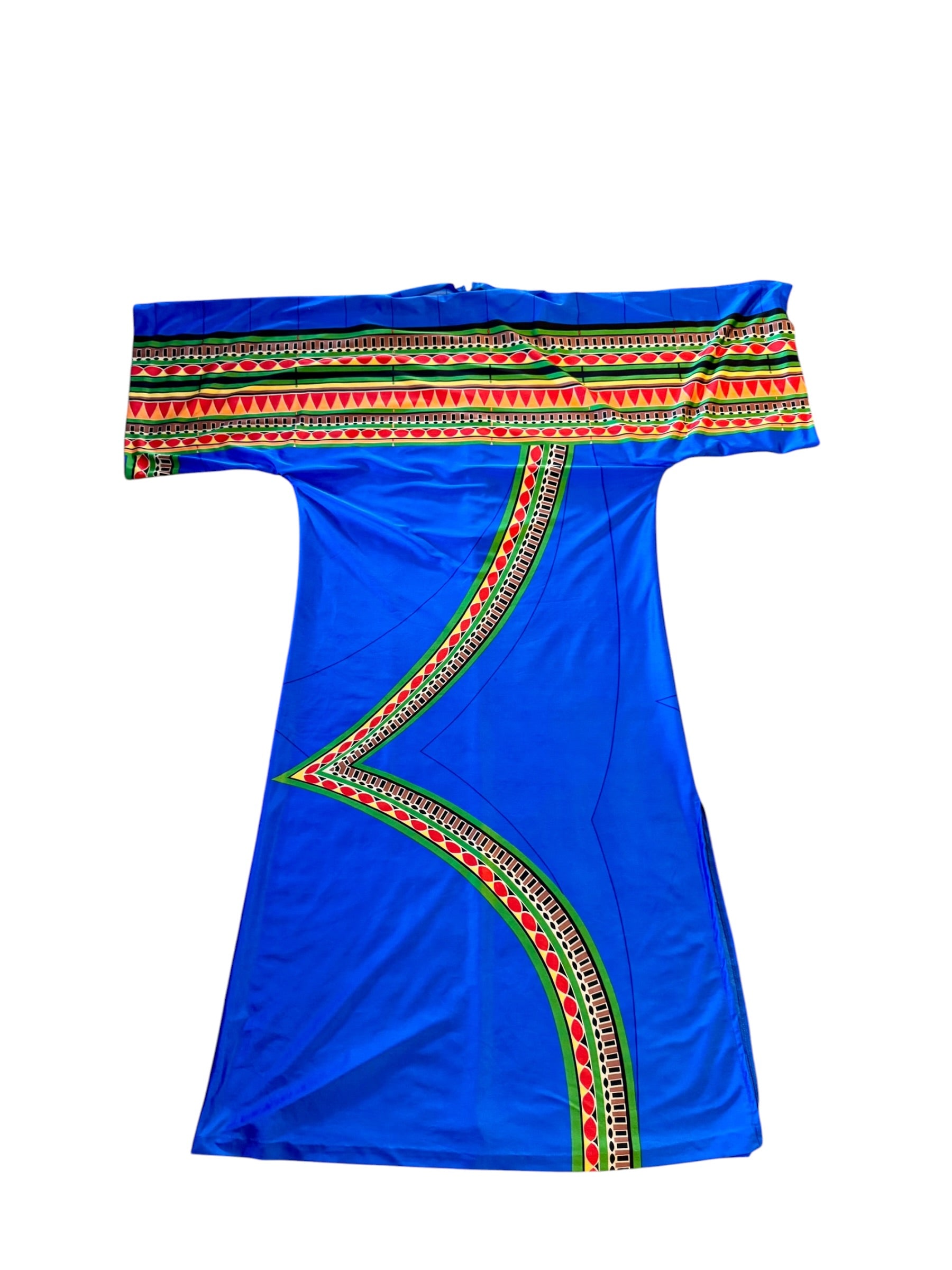 80s Malama Liberty House Blue Dashiki Hawaiian Caftan MuuMuu